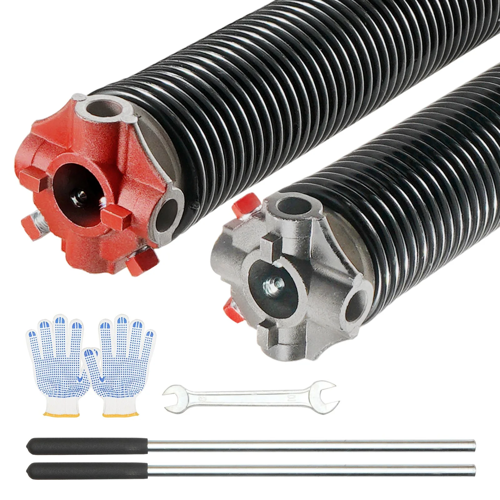 Garage Door Torsion Springs, Pair of 0.25 x 2 x 28inch, Garage Door Springs with Non-Slip Winding Bars, 16000 Cycles, Gloves and Mounting Wrench, Electrophoresis Coated for Replacement