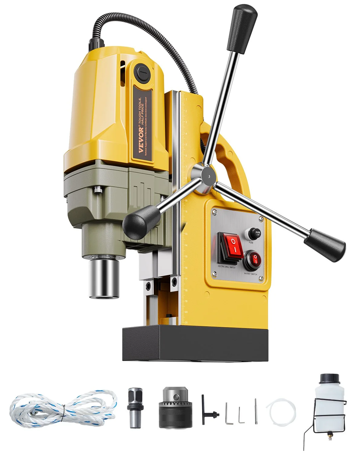 Magnetic Drill, 1400W Motor 1.6 in Boring Diameter, 2810 lbf Portable Electric Mag Drill Press, 800 RPM No-Load Speed, Drilling Machine for Metal Surface, Industrial and Home Improvement