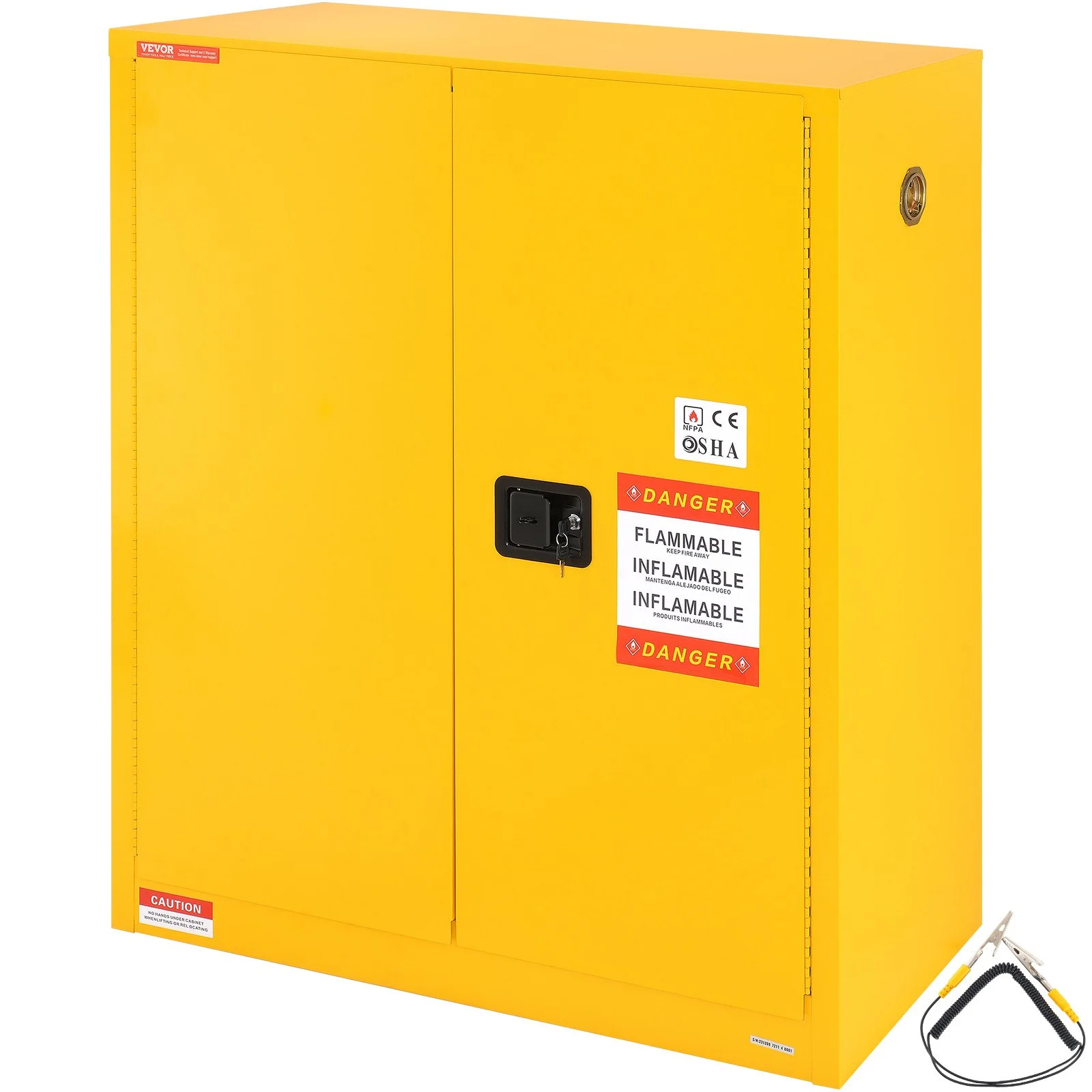 Flammable Storage Cabinet 34 Gal, 43.1x18.1x50.1 inch Cold-Rolled Steel Flammable Liquid Storage Cabinet Explosion Proof with 1 Adjustable Shelf 2 Manual Closing Doors for Industrial Use, Yellow