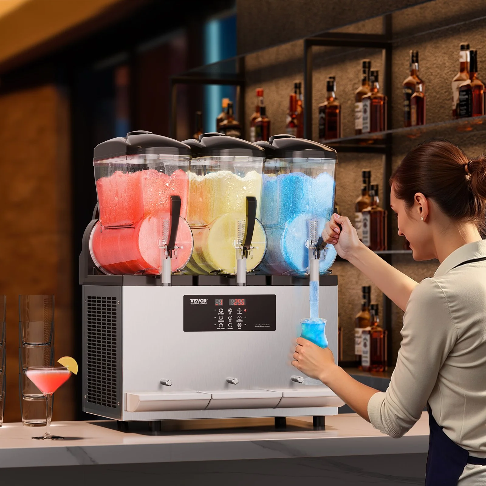 Commercial Slushy Machine, 12Lx3 Triple Tank Frozen Drink Machine, 144 Cups Stainless Steel Margarita Smoothie Frozen Drink Maker, Slushie Maker for Home Party Restaurants Cafe Bars - Image 10