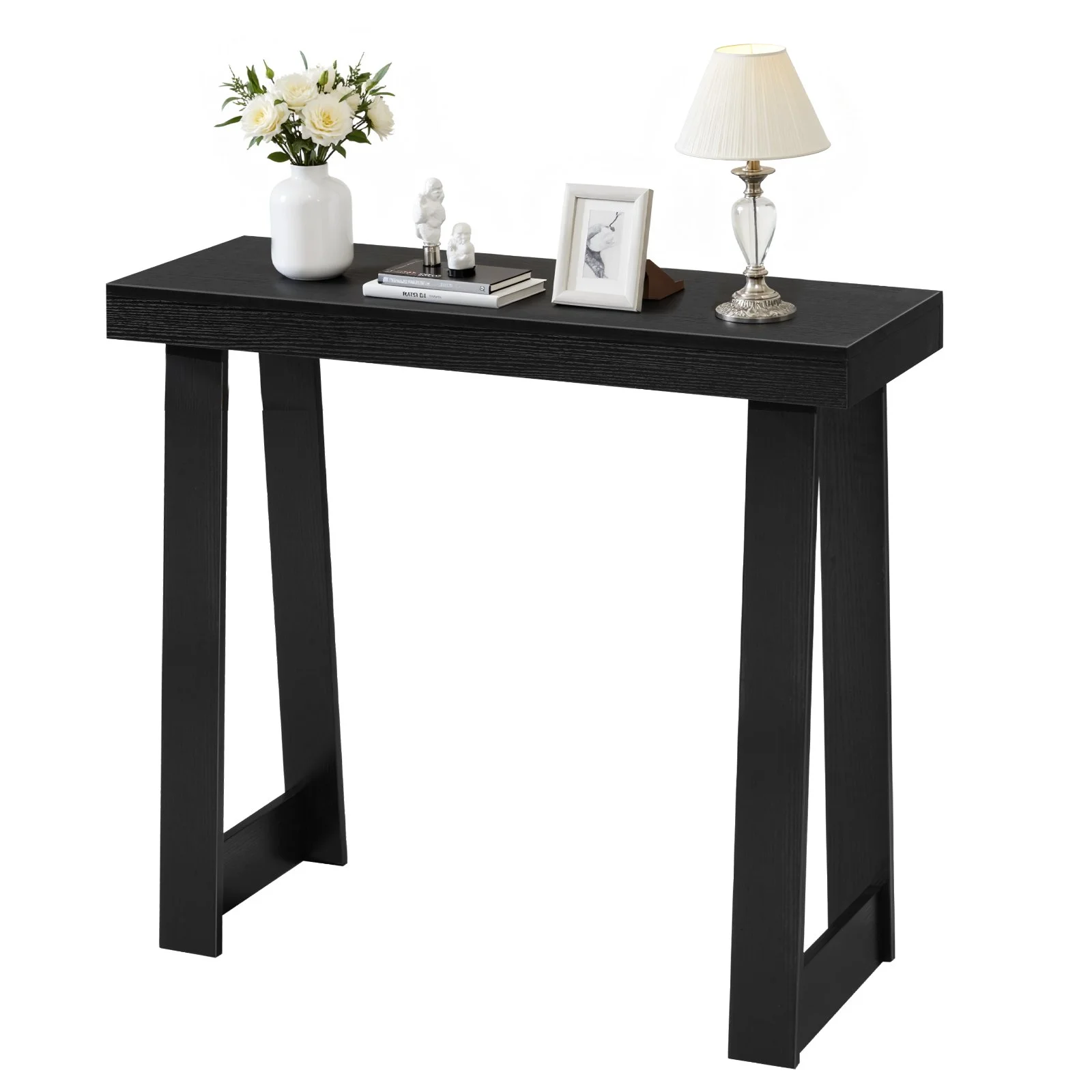 36 in Console Table, Modern Desk Behind the Couch, Wooden Rectangle Entrance Desk, Narrow Long Sofa Table Accent Stand, Ideal for Hallway, Bedroom, Living Room, Foyer, Easy Assembly, Black