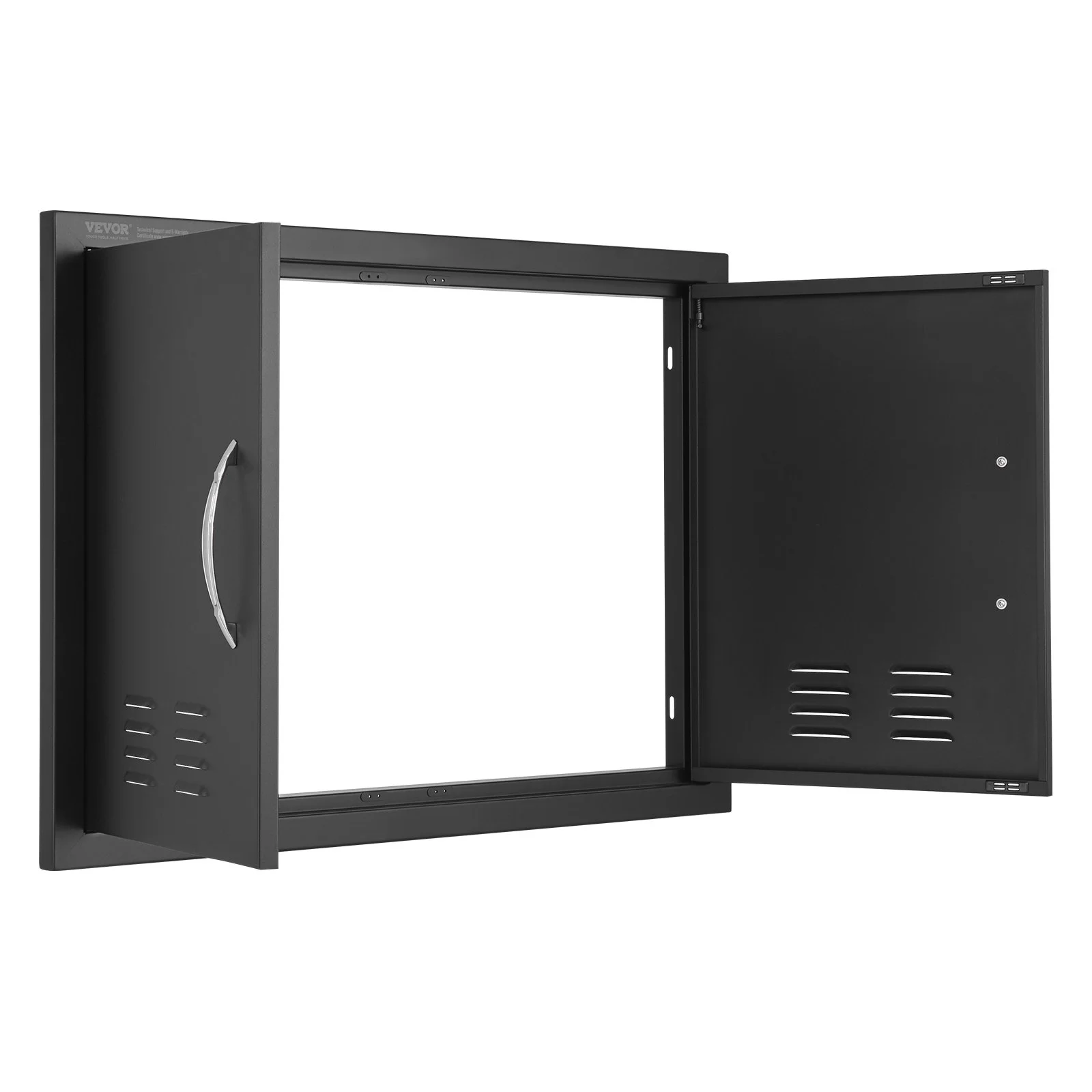 BBQ Access Door, 30W x 21H Inch Double Outdoor Kitchen Door, Cold Plate Flush Mount Door, Wall Vertical Door with Handles and Ventss, for BBQ Island, Grilling Station, Outside Cabinet - Image 3
