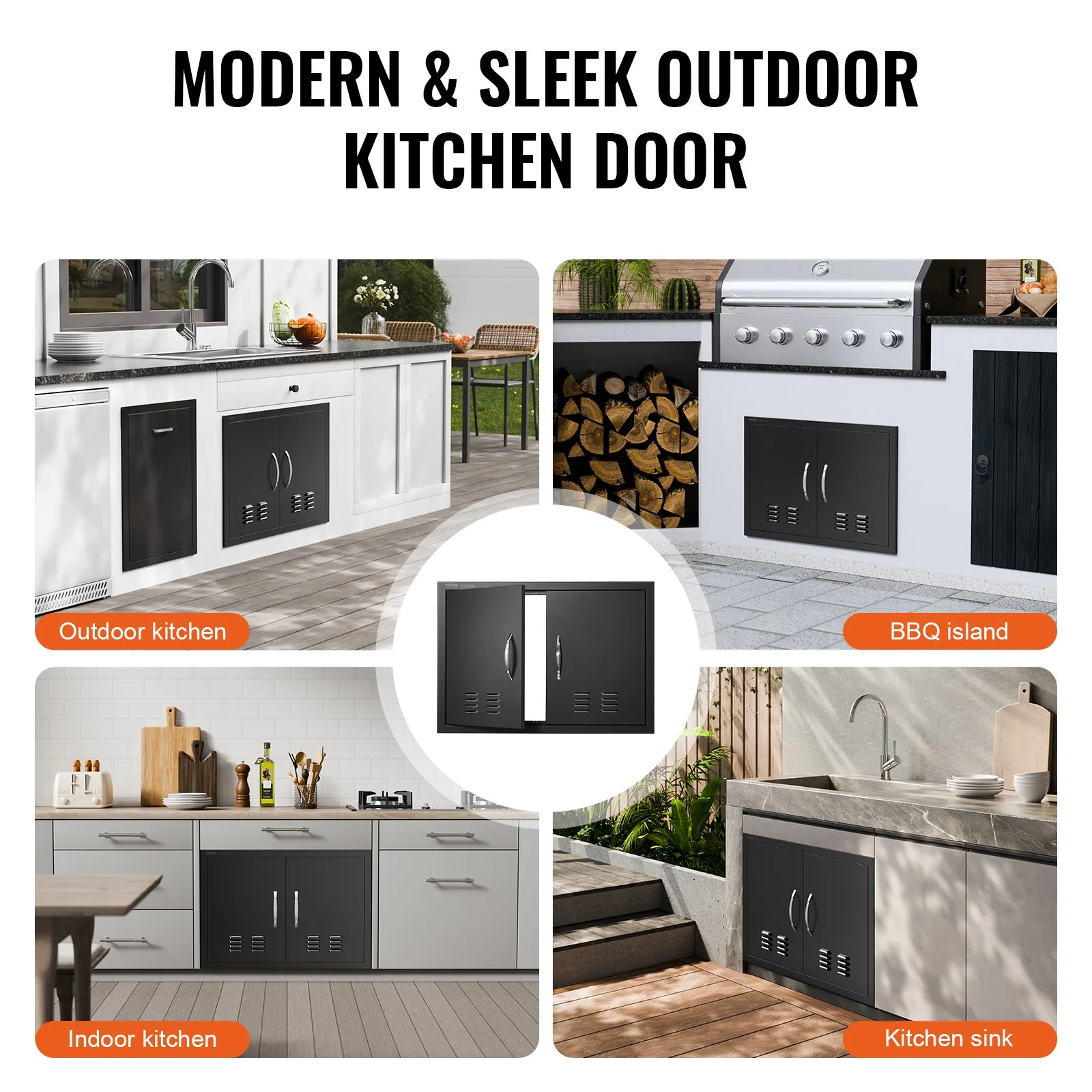 BBQ Access Door, 30W x 21H Inch Double Outdoor Kitchen Door, Cold Plate Flush Mount Door, Wall Vertical Door with Handles and Ventss, for BBQ Island, Grilling Station, Outside Cabinet - Image 9