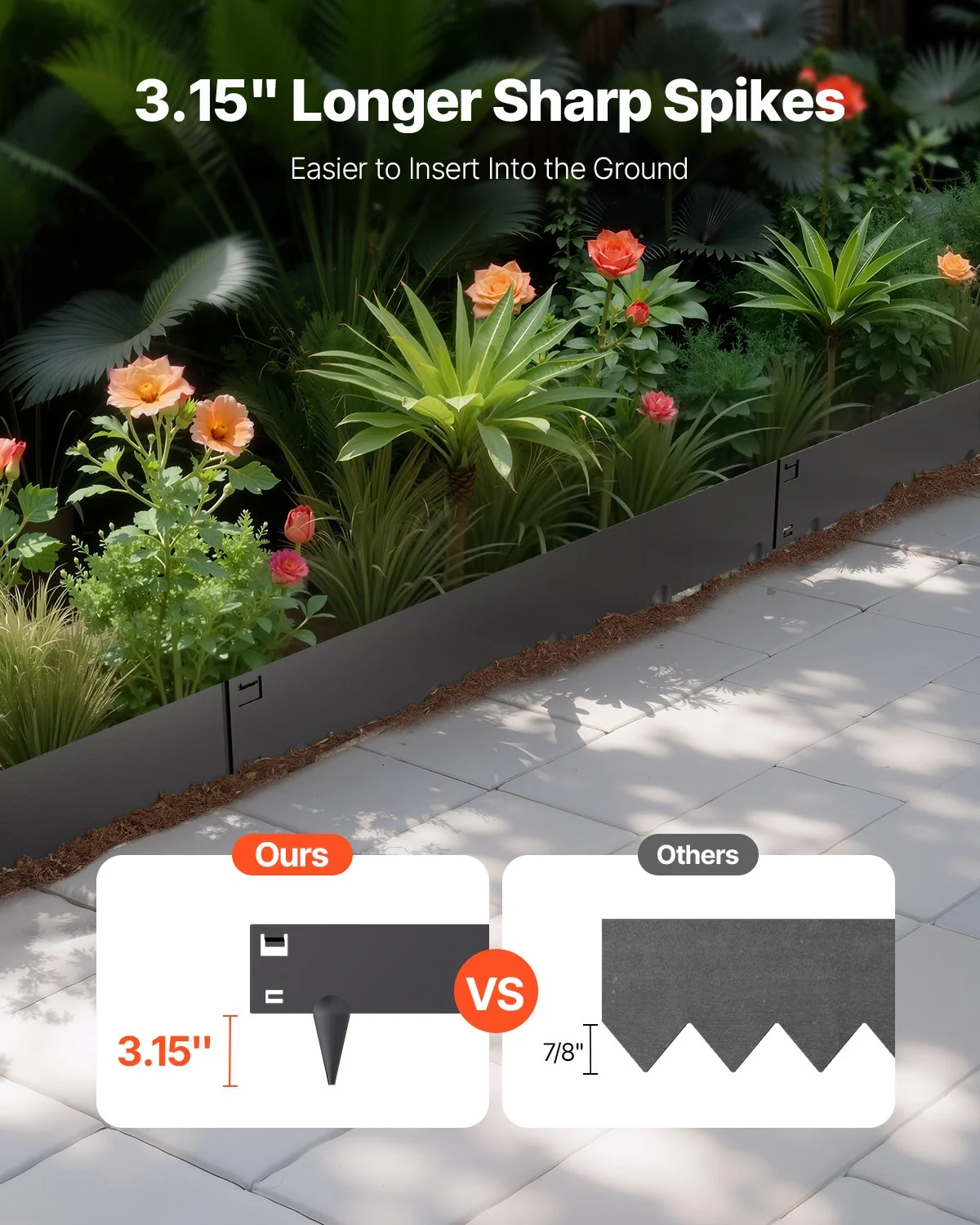 Steel Landscape Edging, 5 Packs 39 x 3 in Rust-Resistant Metal Landscape Edging, Bendable Garden Edging Border, Heavy Duty Lawn Edging, Easy-to-Install, Flower Bed Yard Pathway Divider Black - Image 10