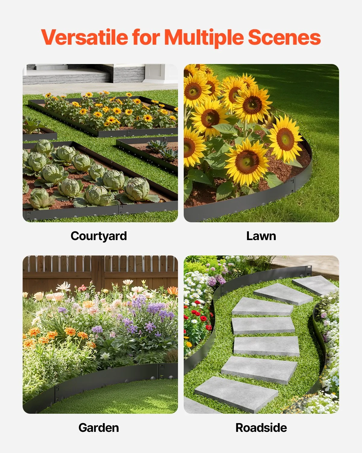 Steel Landscape Edging, 5 Packs 39 x 3 in Rust-Resistant Metal Landscape Edging, Bendable Garden Edging Border, Heavy Duty Lawn Edging, Easy-to-Install, Flower Bed Yard Pathway Divider Black - Image 3