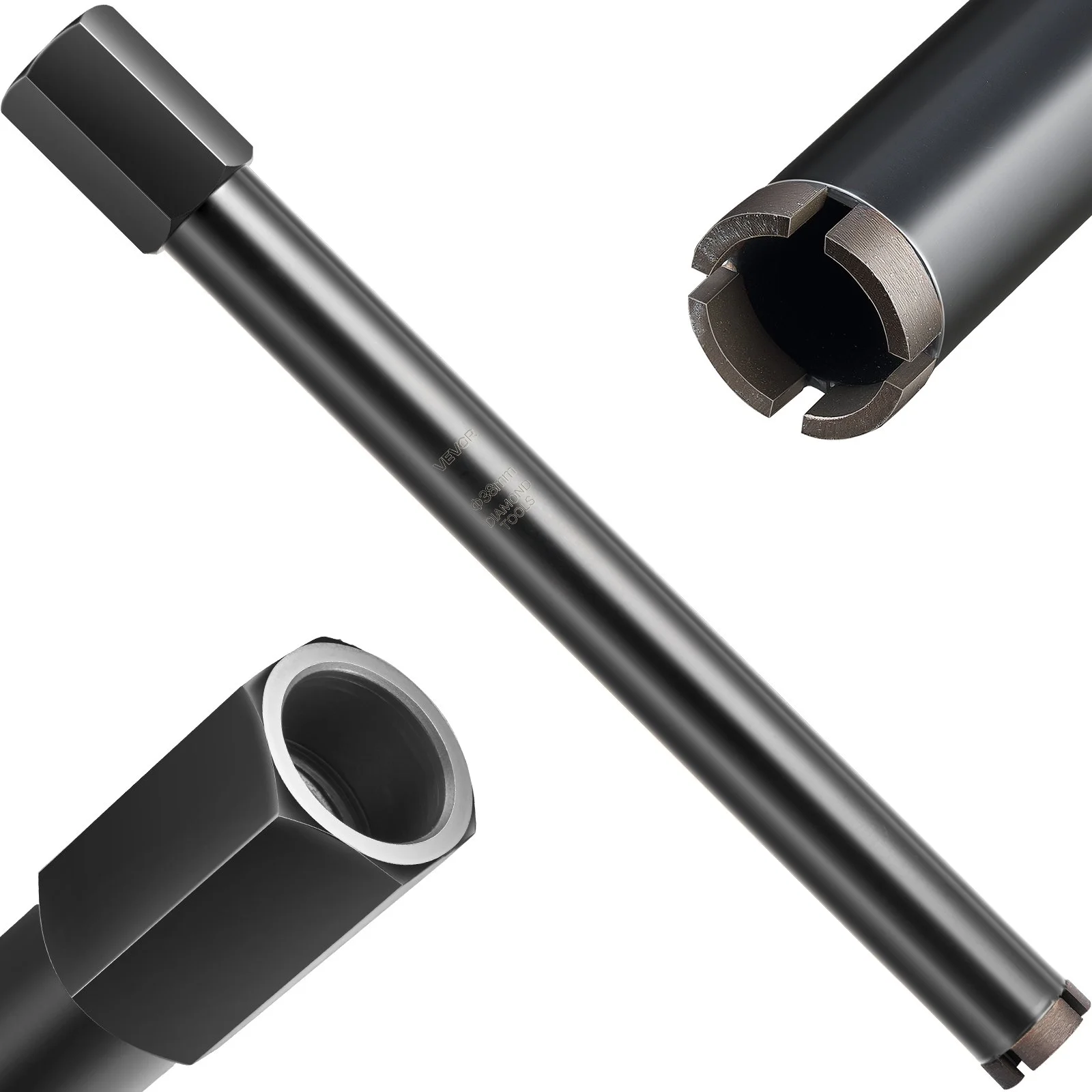 Core Drill Bit, 1-1/2 inch Diameter, 14 inch Drilling Depth, 1-1/4 in-7 Internal Thread, High-Precision Welding Technology, Wet Diamond Core Bit for Reinforced Concrete, Bricks, and Masonry