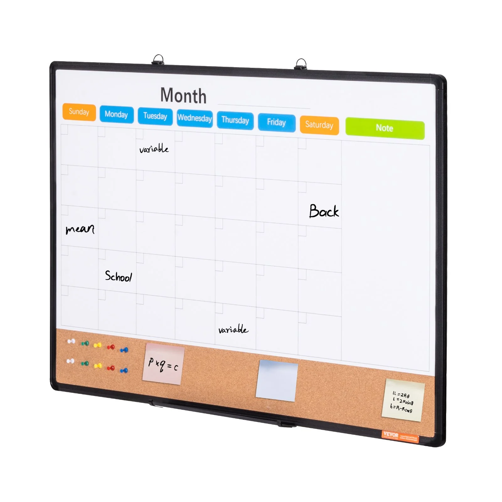 36"x 24" Monthly Calendar Whiteboard & Cork Board Combo with Aluminum Frame – 2-in-1 Magnetic Dry Erase Bulletin Board for Wall Mount – Ideal for School, Home, Office - Image 10