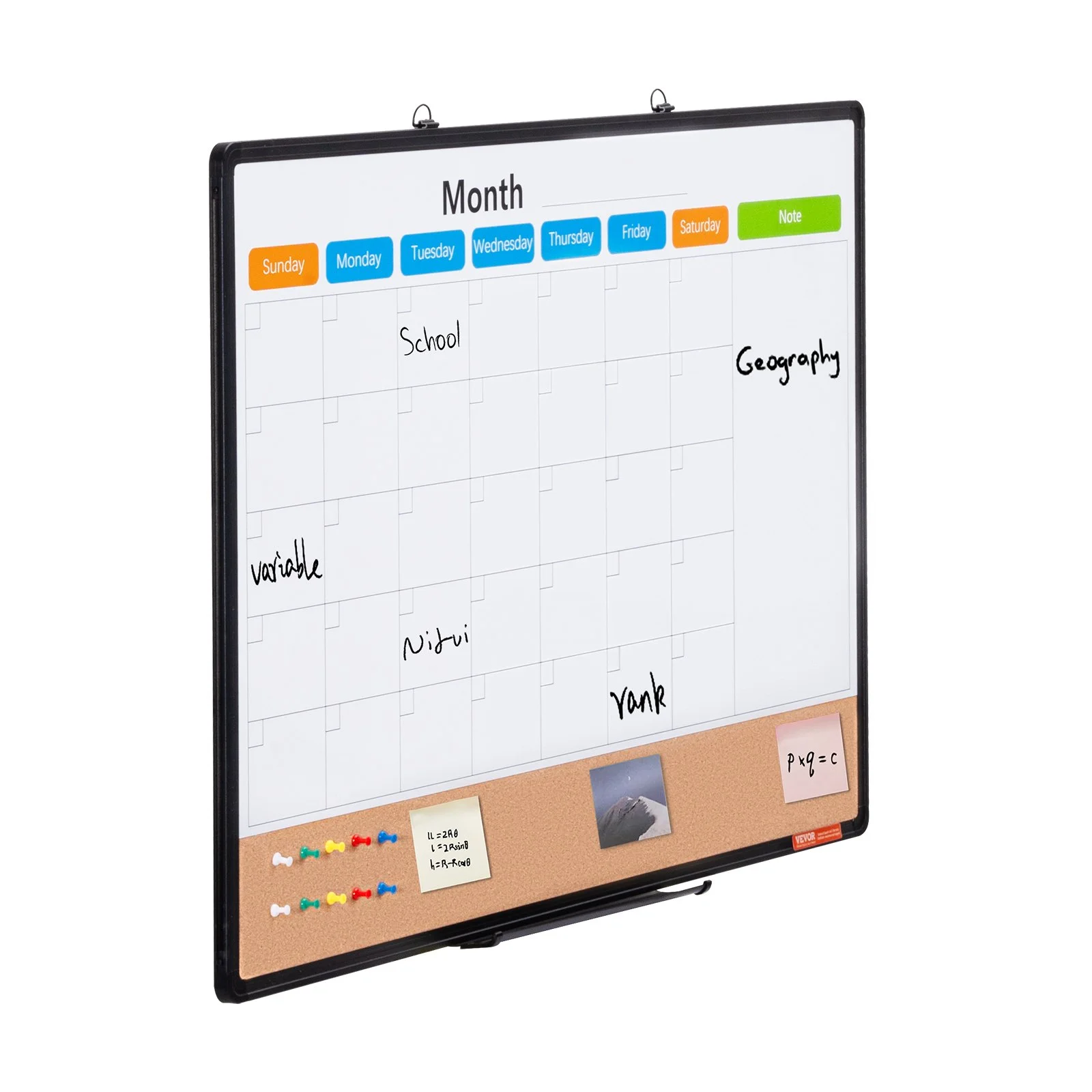 36"x 24" Monthly Calendar Whiteboard & Cork Board Combo with Aluminum Frame – 2-in-1 Magnetic Dry Erase Bulletin Board for Wall Mount – Ideal for School, Home, Office - Image 12