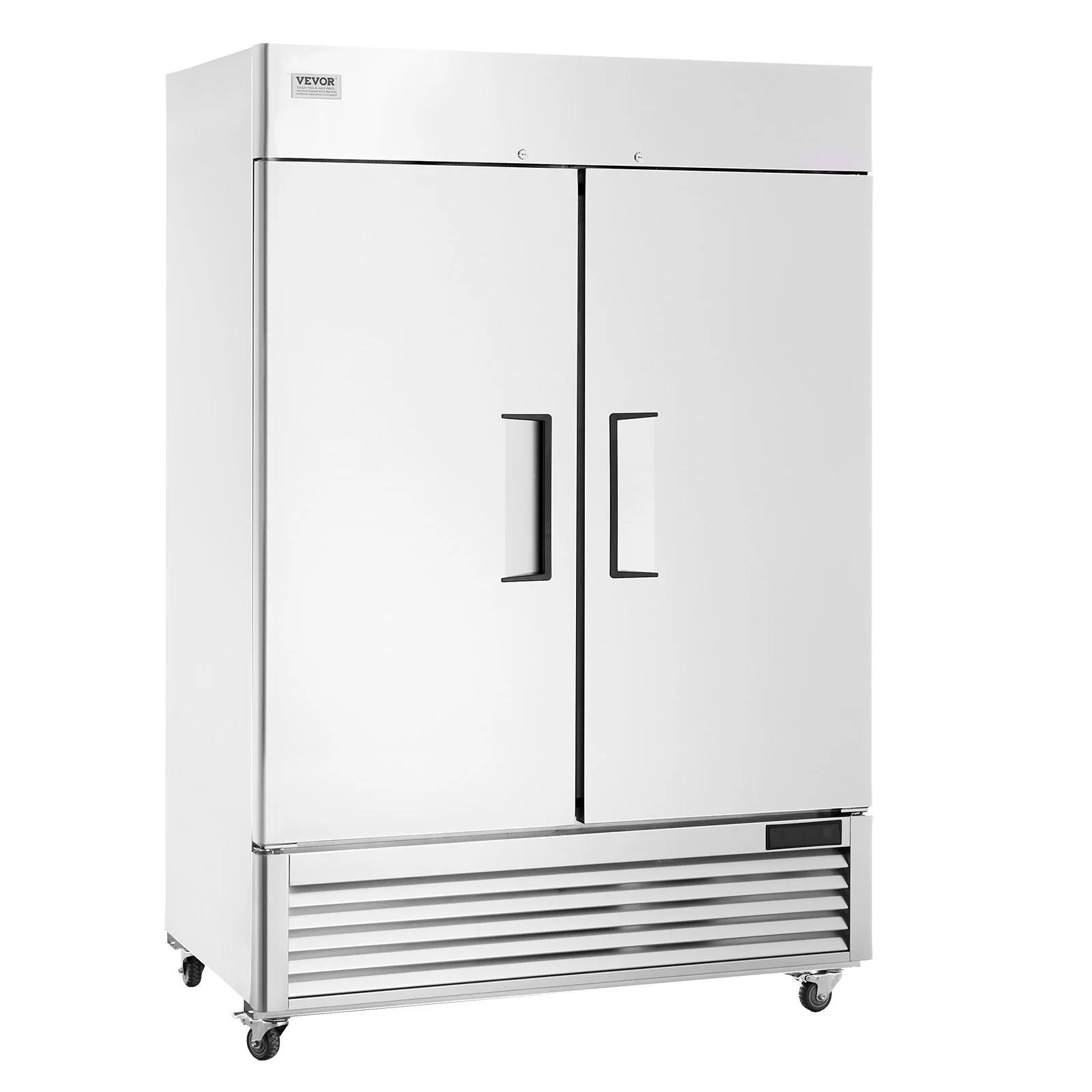 Commercial Freezer 44.21 Cu.ft, Reach In 54.4" W Upright Freezer 2 Doors, Auto-Defrost Stainless Steel Reach-in Freezer with 8 Adjustable Shelves, -13 to 5℉ Temp Control, LED Lighting, 4 Wheels
