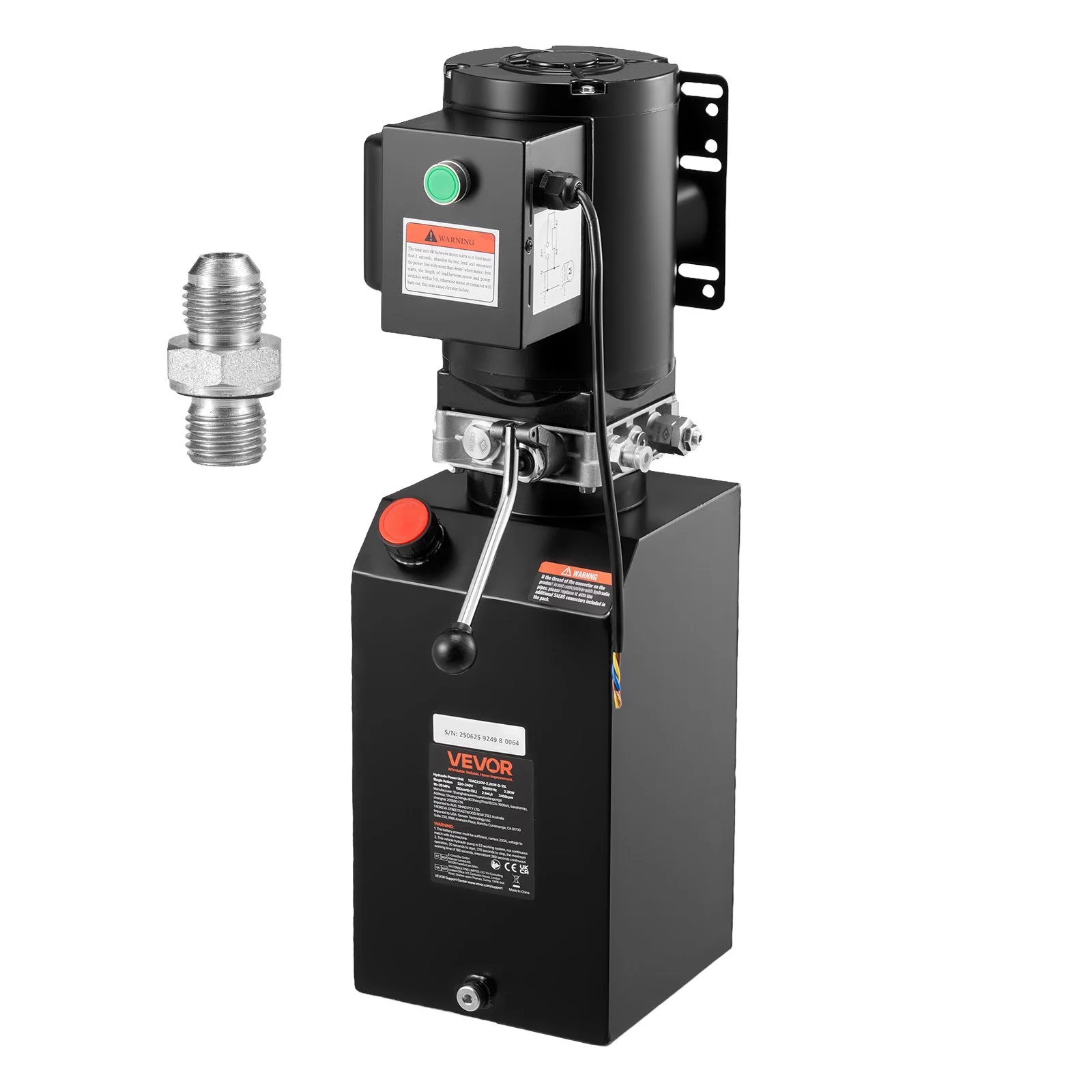 Hydraulic Pump Power Unit, AC 220V, 15 Quart Single Acting Hydraulic Unit, 6.3 L/min Oil Flow, Max Discharge Pressure 22 MPa for Dump Truck, Auto Repair Garage, Car Lifting Platforms, Black