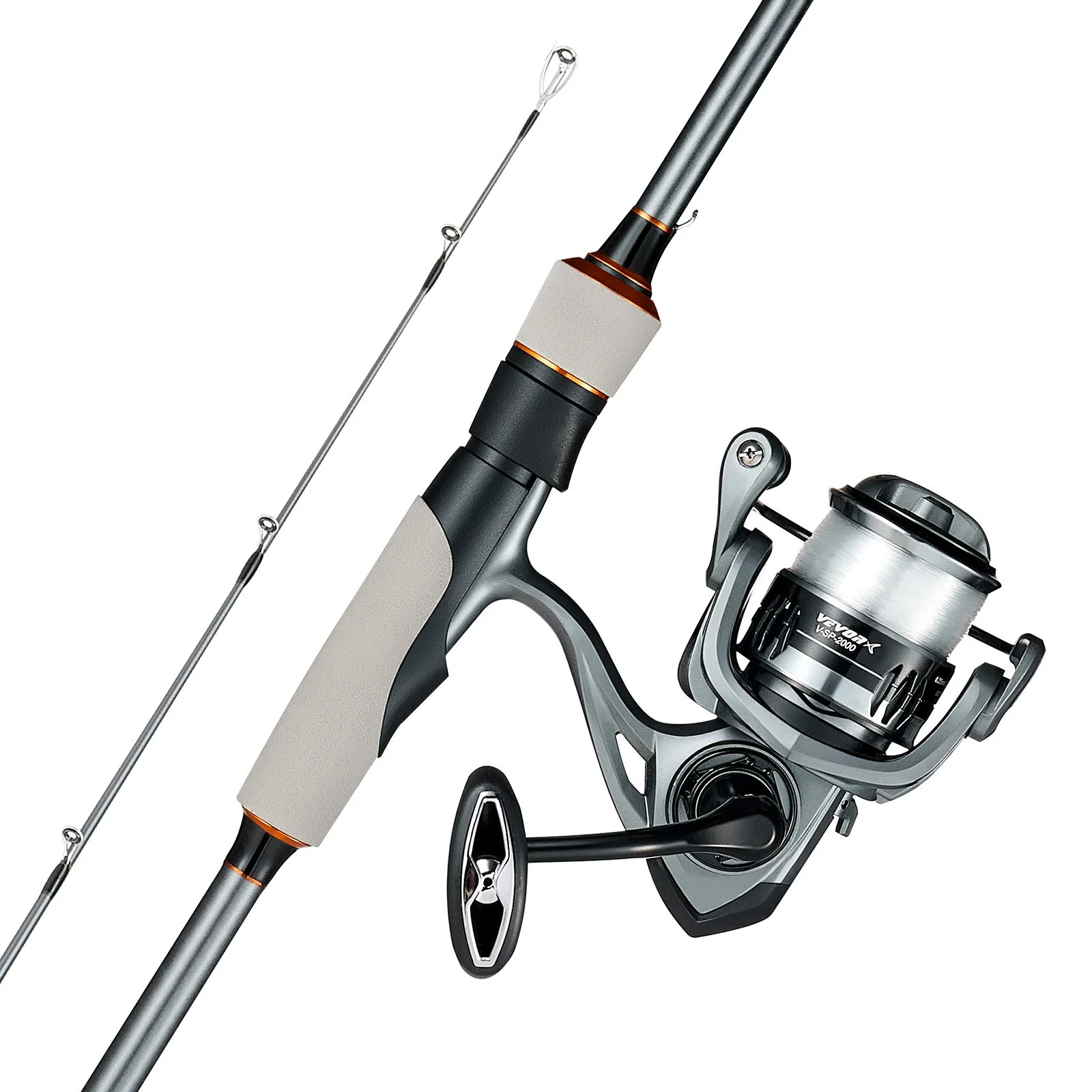 Rod and Fishing Reel Combo, IM6 Fiberglass & Carbon Fiber Spinning Rod and Reel Combo, Bass Fishing Pole with 6.5 ft Two-Piece Rods, 6+1 Ball Bearings, Stainless Steel Guides with Ceramic Rings