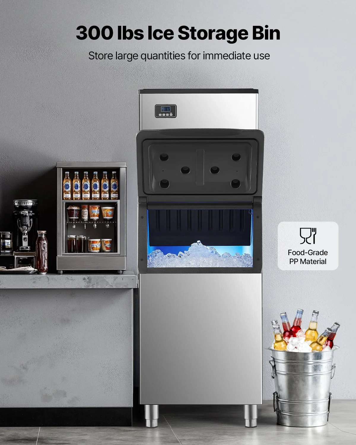 Commercial Ice Maker Machine, 550LBS/24H Ice-Making Machine with 300LBS Large Storage Bin, Auto Self-Cleaning Ice Maker with Touchscreen for Bar Cafe Restaurant Business Commercial - Image 9