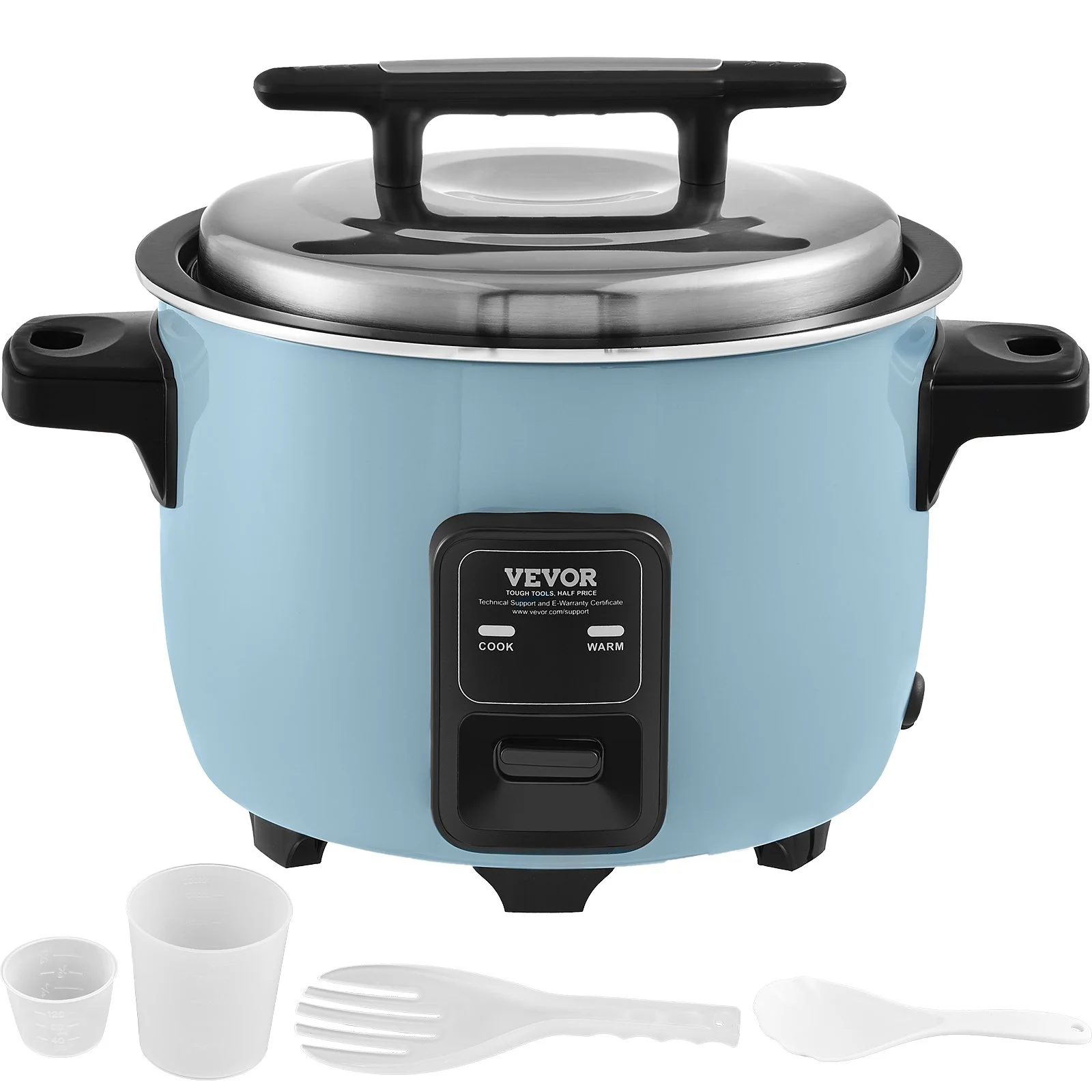 Commercial Rice Cooker, 50-Cup Rice Cooker, 10.57 Qt / 10 Liter Large Rice Cooker and Warmer with Nonstick Inner Pot, Fast Cooking and 24-Hour Keep Warm, with Rice Cup and Paddle, for Restaurant