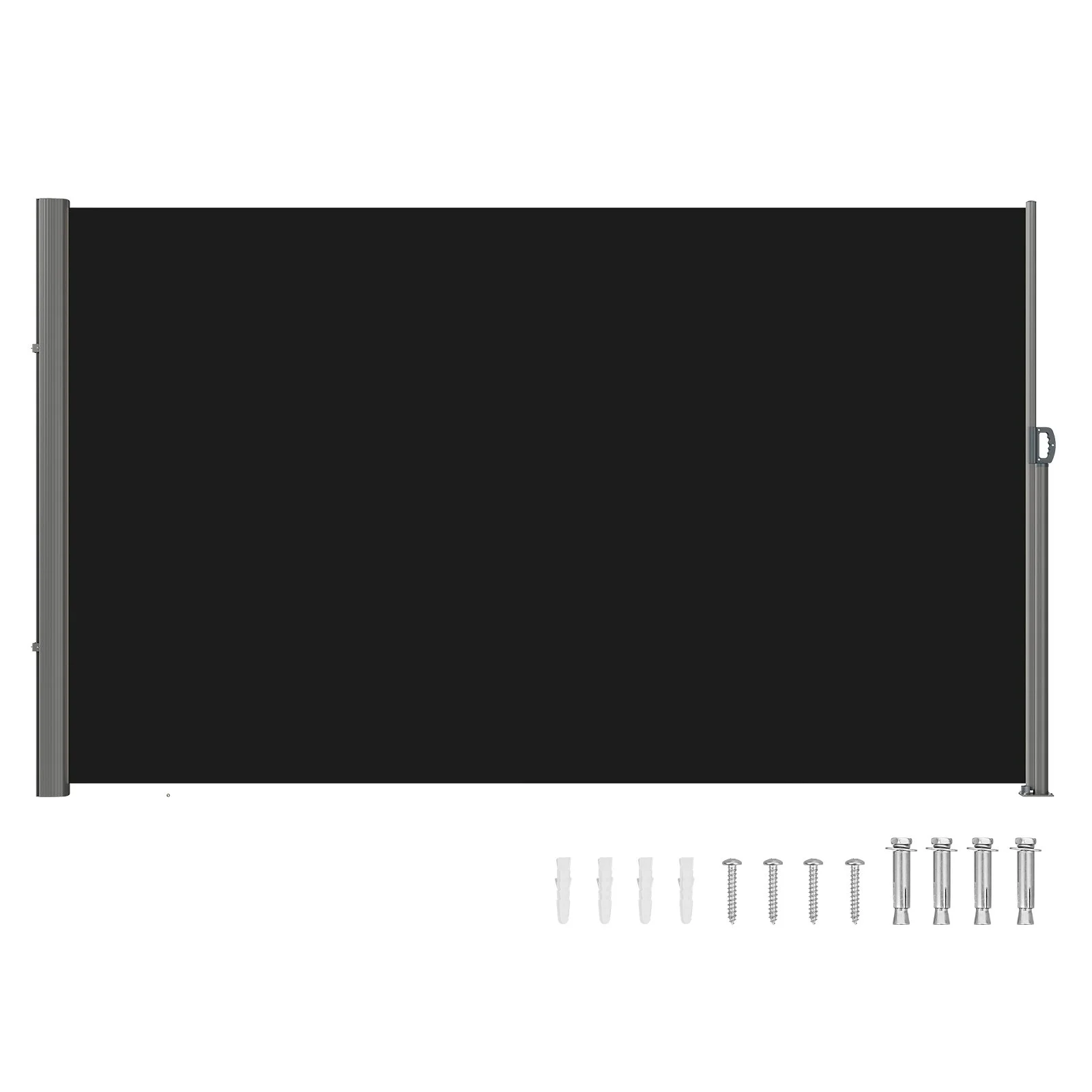 Retractable Side Awning, 63''x 118'' Aluminum Outdoor Privacy Screen, 280g Polyester Water-proof Retractable Patio Screen, UV 30+ Room Divider Wind Screen for Patio, Backyard, Balcony, Black