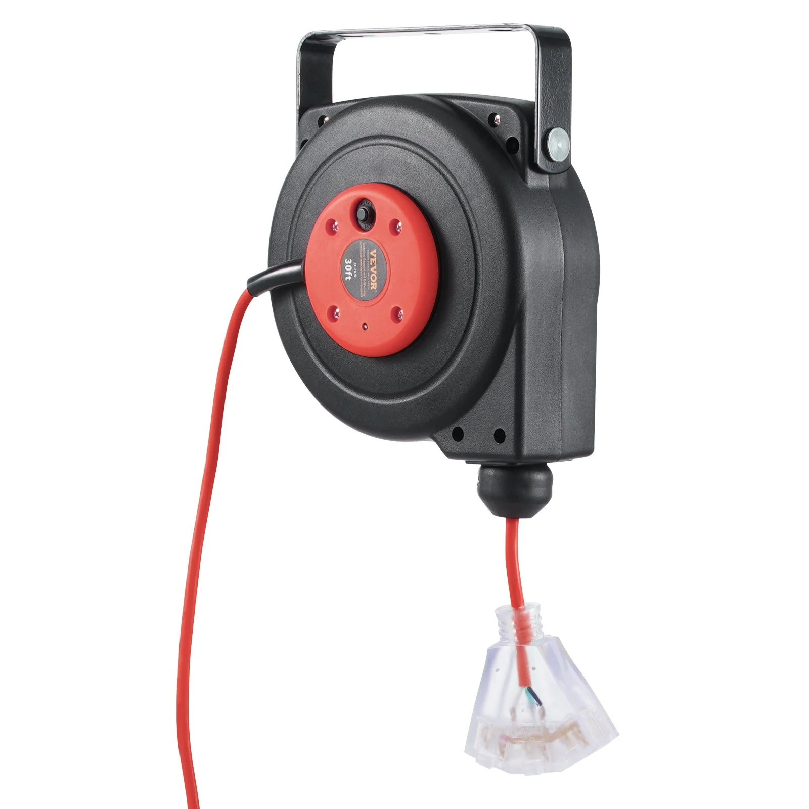 Retractable Extension Cord Reel, 30 FT, Heavy Duty 16AWG/3C SJTOW Retractable Power Cord Reel with Lighted Triple Tap Outlet 10 Amp Circuit Breaker 4.5FT Lead-in Cord, for Ceiling or Wall Mount - Image 6