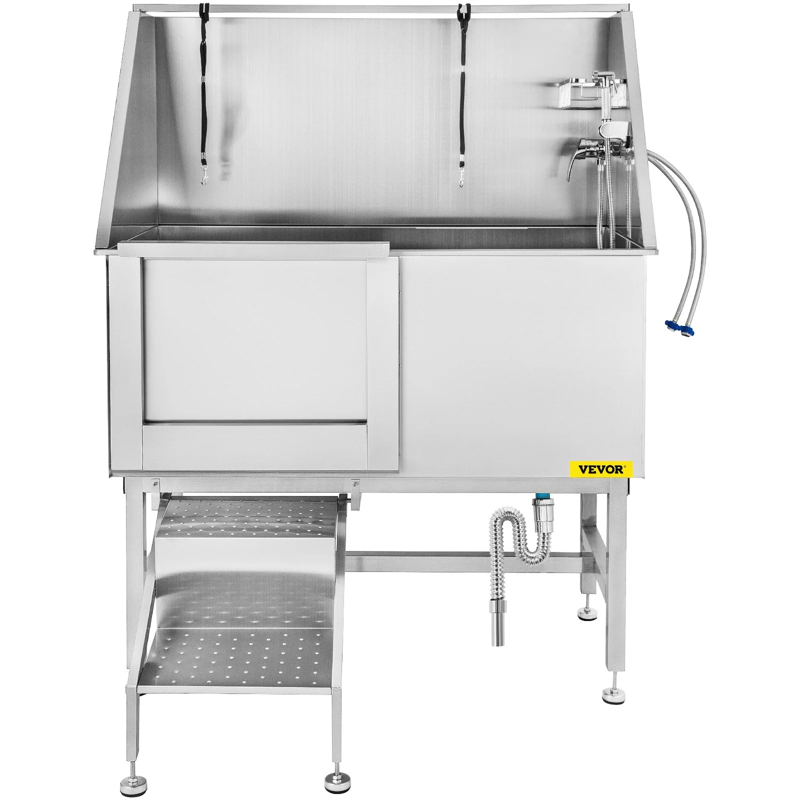 50 Inch Dog Grooming Tub, Professional Stainless Steel Pet Dog Bath Tub, with Steps Faucet & Accessories Dog Washing Station Left Door - Image 6
