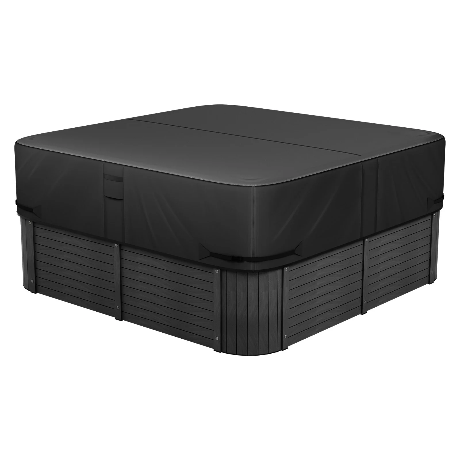Outdoor Hot Tub Cover, 80 x 80 x 20 Inch Weatherproof and Waterproof Hot Tub Cover Protector, 600D Heavy Duty Oxford Fabric and 950N Tearing Strength, Square Spa Covers for Hottub, Black