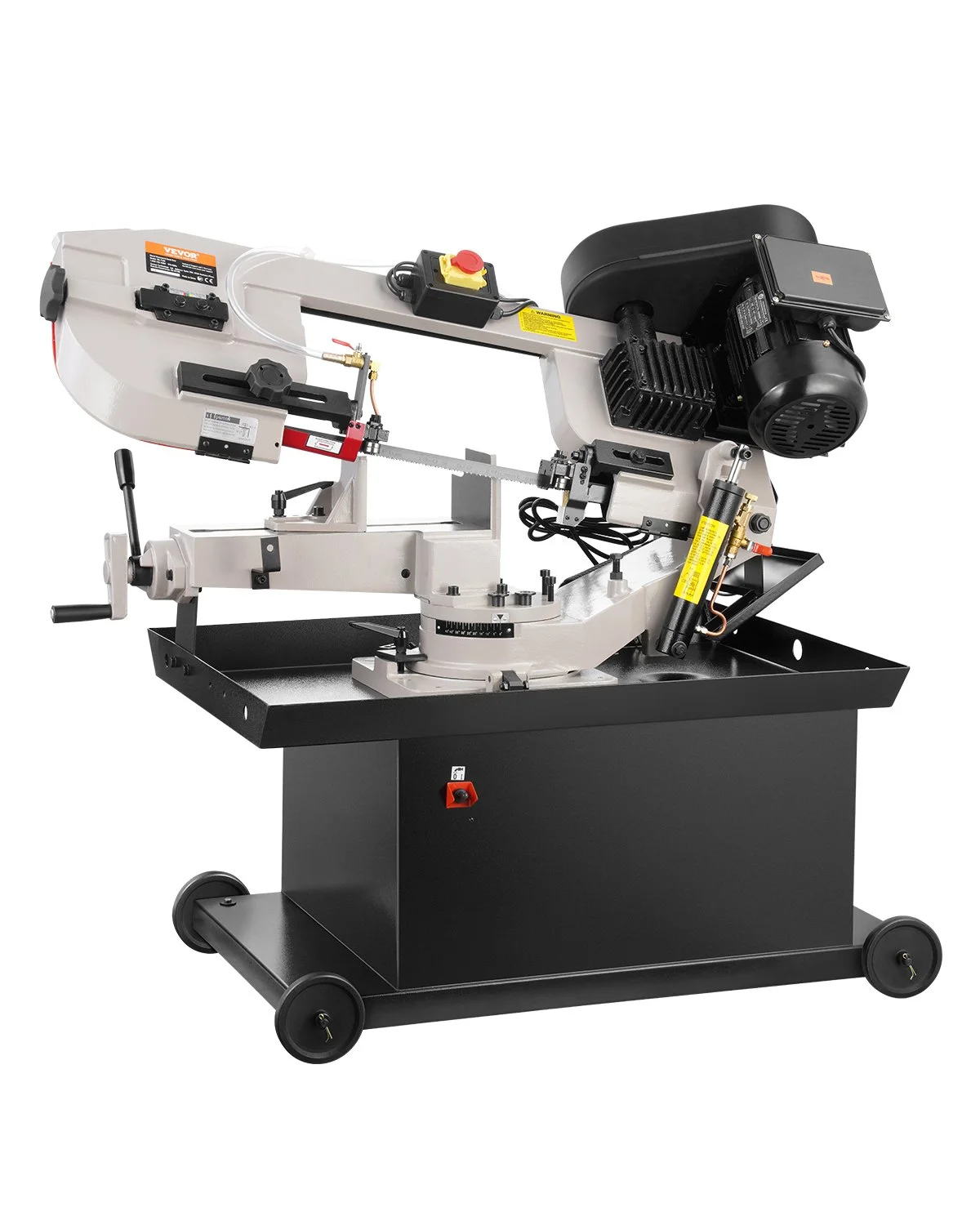 Metal Horizontal Band Saw, 7 x 8.25 in Rectangular Cutting Capacity, 110/220V Vertical Cutting Bandsaw with 1.1 kW Motor, 0-45° Angle Adjustment, Variable Speed, for Metal, Wood, and Plastic