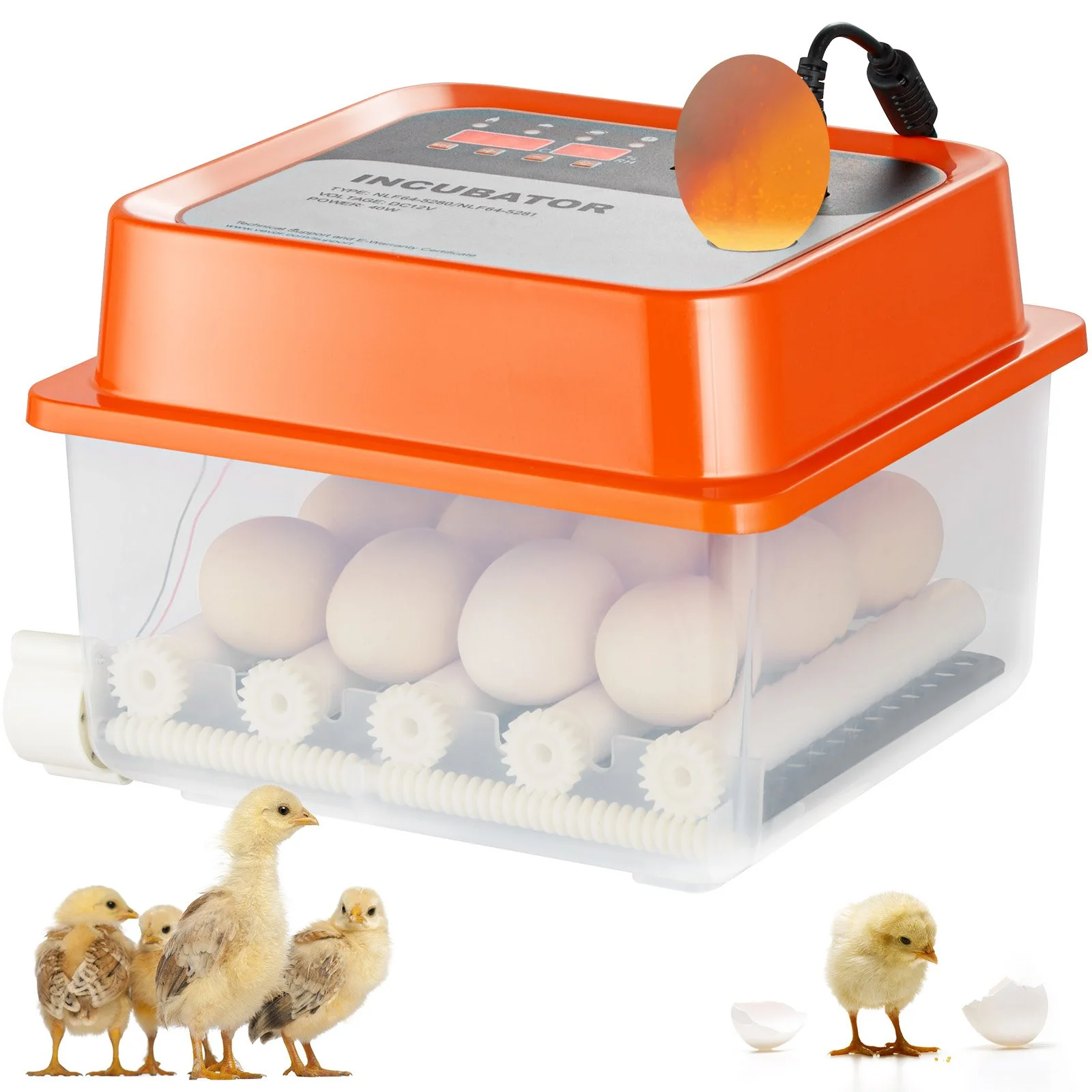 Egg Incubator, Incubators for Hatching Eggs, Automatic Egg Turner with with Temperature and Humidity Control, 12 Eggs Poultry Hatcher with ABS Transparent Shell for Chicken, Duck, Quail