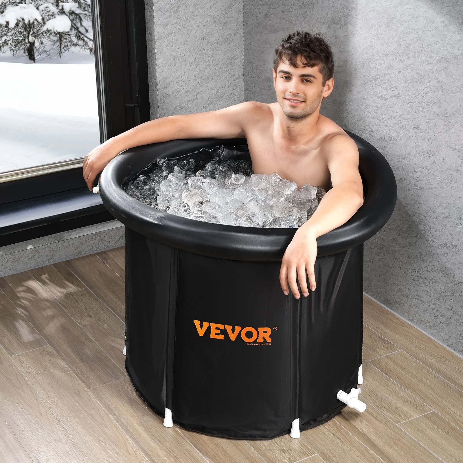 Ice Bath Tub, Cold Water Therapy Plunge Tub for Athletes, Portable Outdoor Ice Barrel Plunge Pool for Recovery, 90 Gal Inflatable Folding Bathtub with Cover, Home Ice Pod for Adult, 32"Lx30"H - Image 6