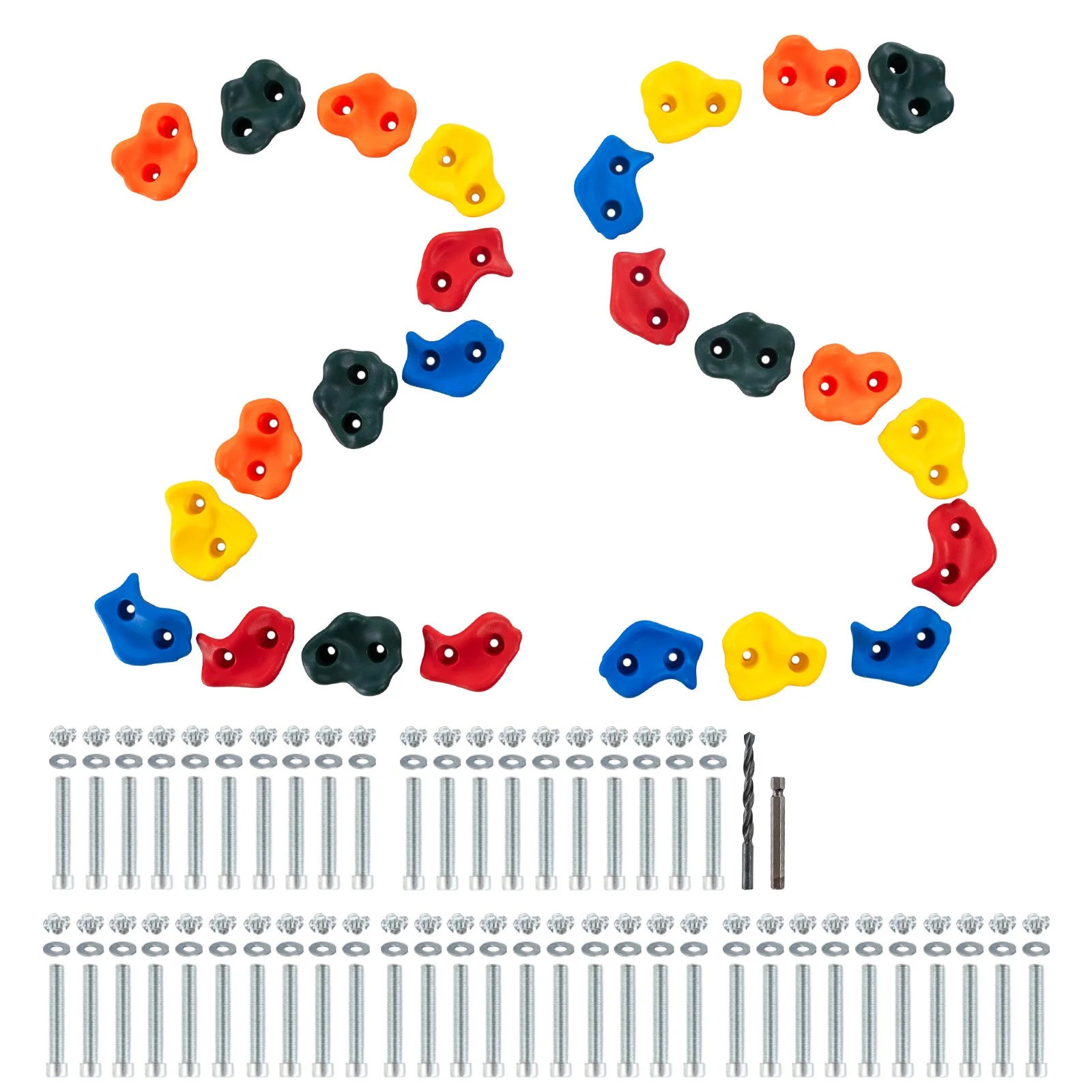 25 Rock Climbing Holds, Multi-Size and Multi-Colored Climbing Rocks for Kids and Adults, Rock Wall Holds with Mounting Hardware, Climbing Wall Grips for Indoor and Outdoor Playground Play Set