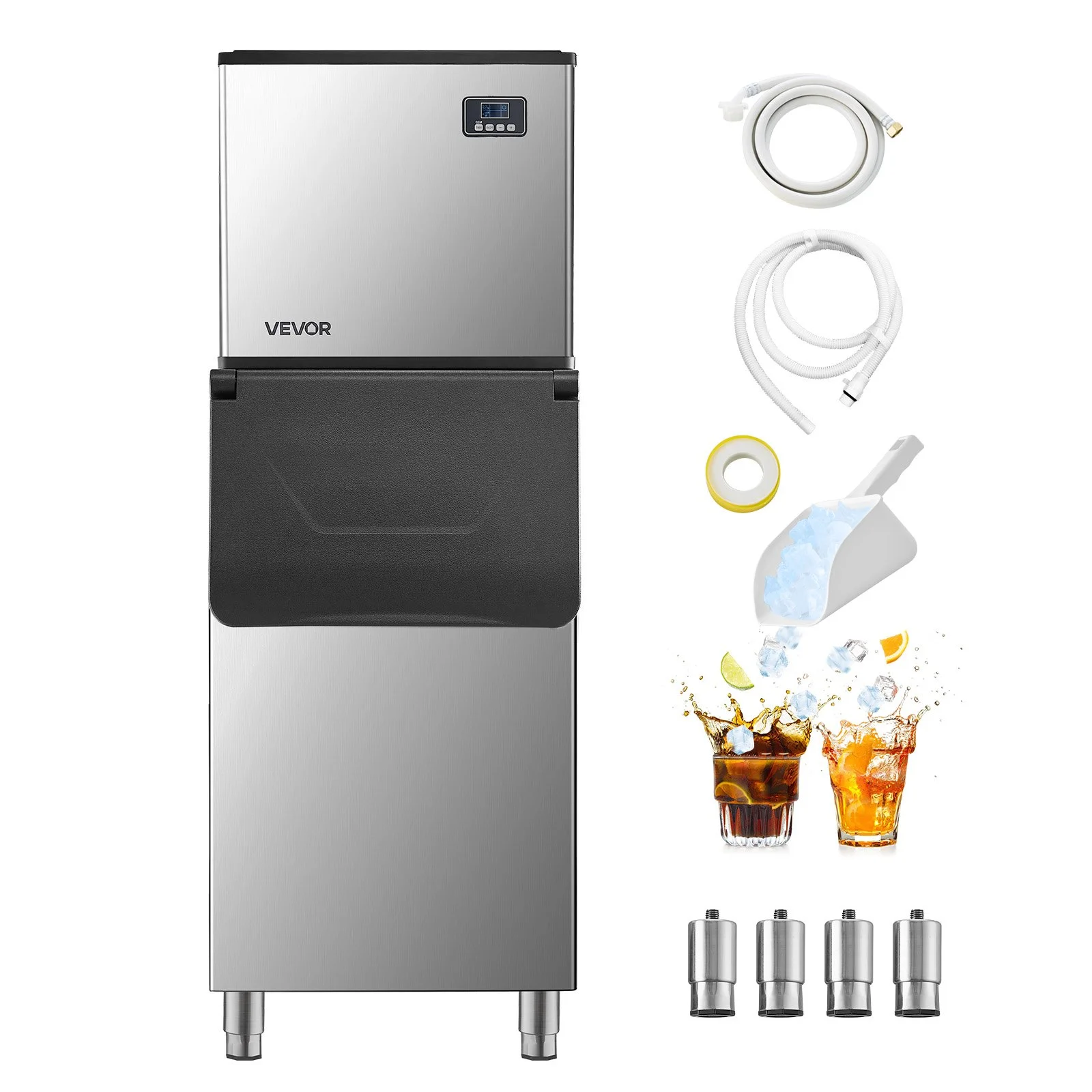 Commercial Ice Maker Machine, 550LBS/24H Ice-Making Machine with 300LBS Large Storage Bin, Auto Self-Cleaning Ice Maker with Touchscreen for Bar Cafe Restaurant Business Commercial - Image 8