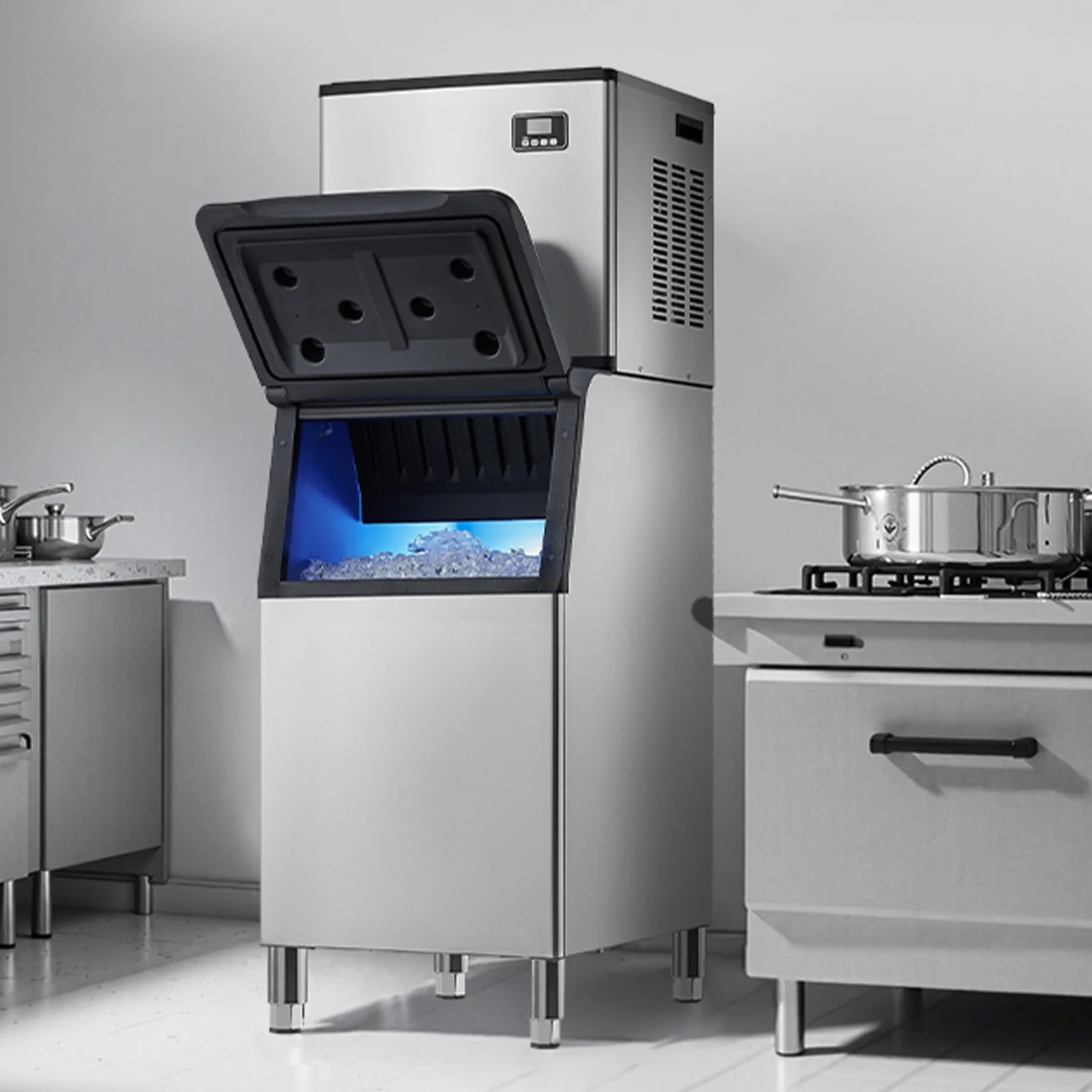 Commercial Ice Maker Machine, 550LBS/24H Ice-Making Machine with 300LBS Large Storage Bin, Auto Self-Cleaning Ice Maker with Touchscreen for Bar Cafe Restaurant Business Commercial - Image 7