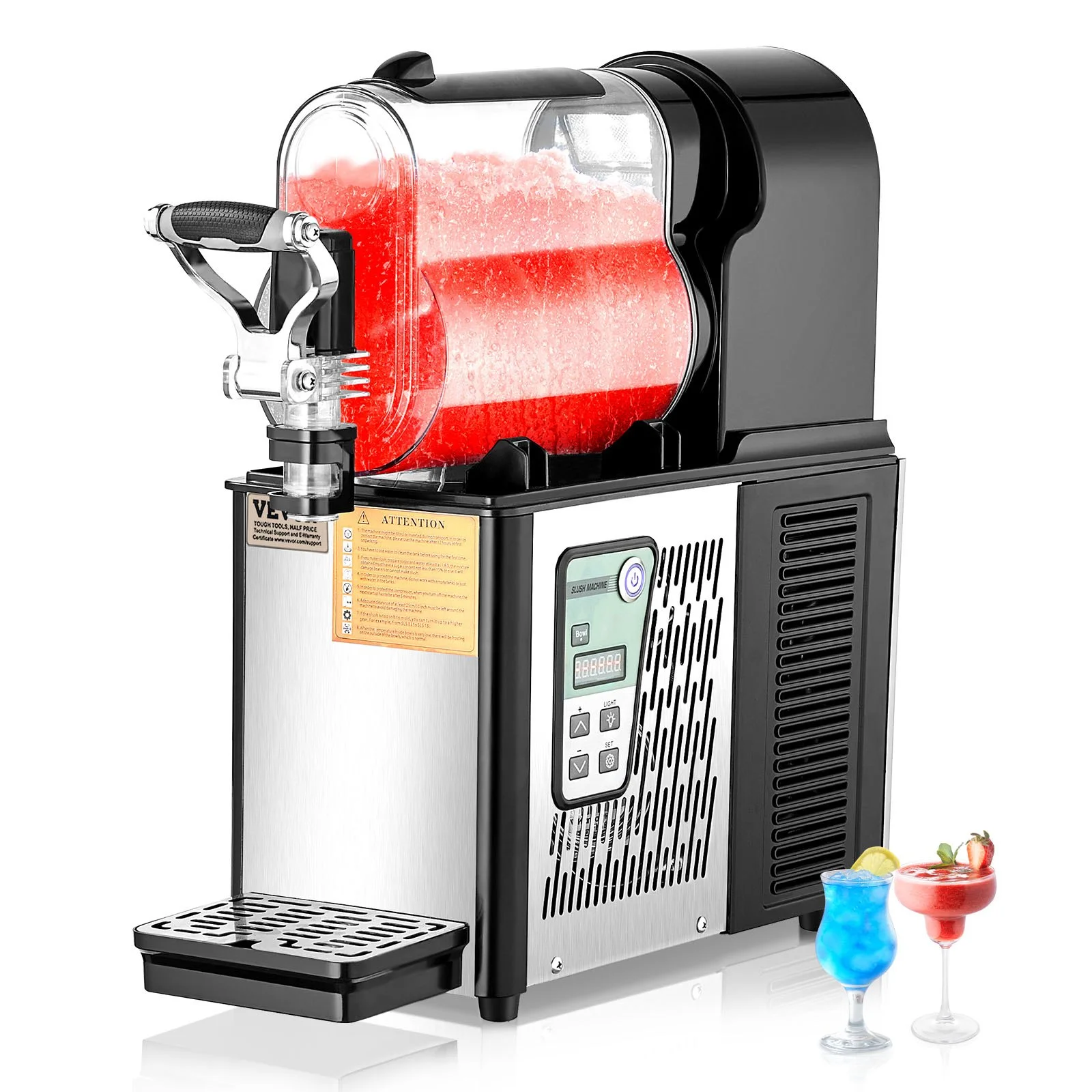 Commercial Slushy Machine, 3L Single Tank Frozen Drink Machine, 12 Cups Stainless Steel Margarita Smoothie Frozen Drink Maker, Slushie Maker for Home Party Restaurants Cafe Bars