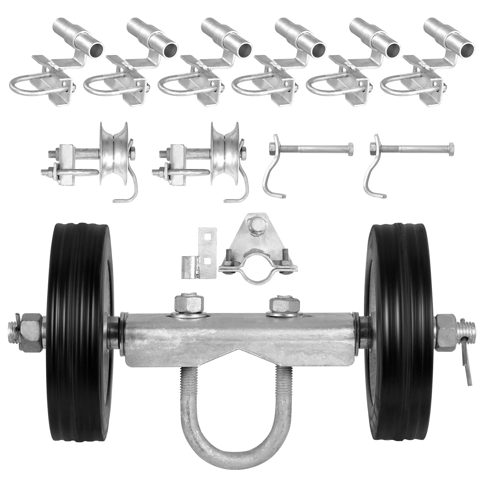 Sliding Gate Kit, 6" Rolling Gate Hardware Kit C-type, Wheel Carrier with Two 6" Wheels Support, Heavy Duty Sliding Gate Rollers for Connect Tracks Door Frames,Sliding Gate Guide Roller,600 lbs