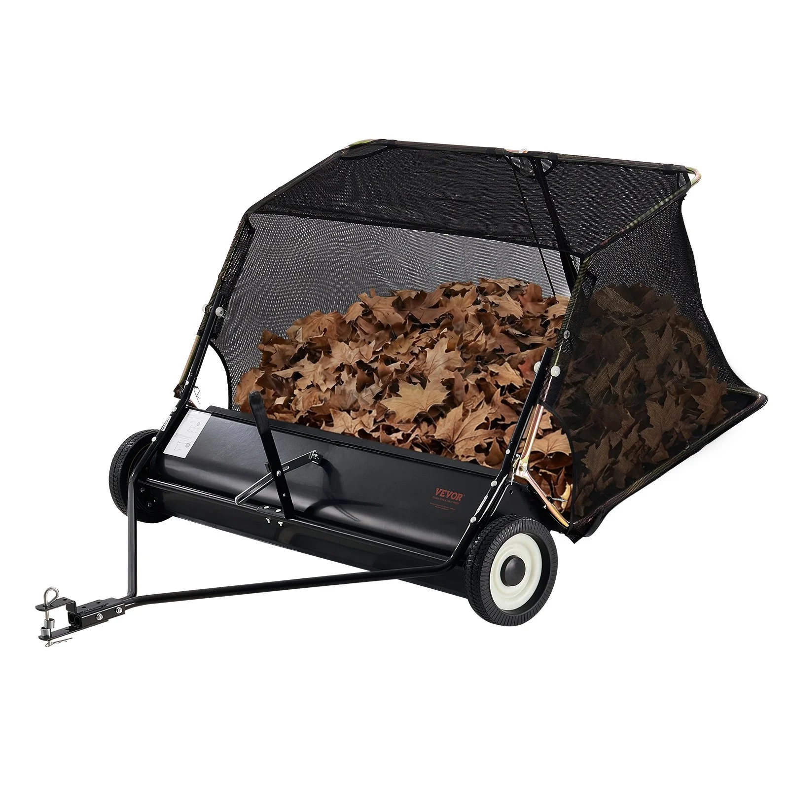 52-inch Lawn Sweeper Tow Behind, 26 cu.ft. Large Pull Behind Grass Sweeper, Heavy Duty Leaf & Grass Collector with Dumping Rope Design, Adjustable Sweeping Height for Picking Up Debris & Grass