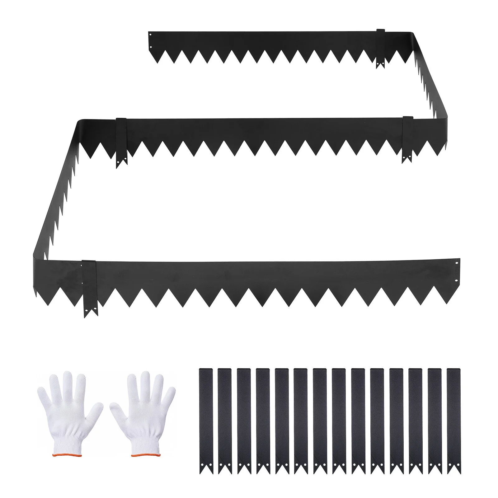 Galvanized Steel Landscape Edging, 12-Pack 40 x 6 Inch Metal Edging for Landscaping with 14 Mounting Clips, Heavy Duty Metal Garden Edge Border for Flower Bed, Yard Pathway, Black