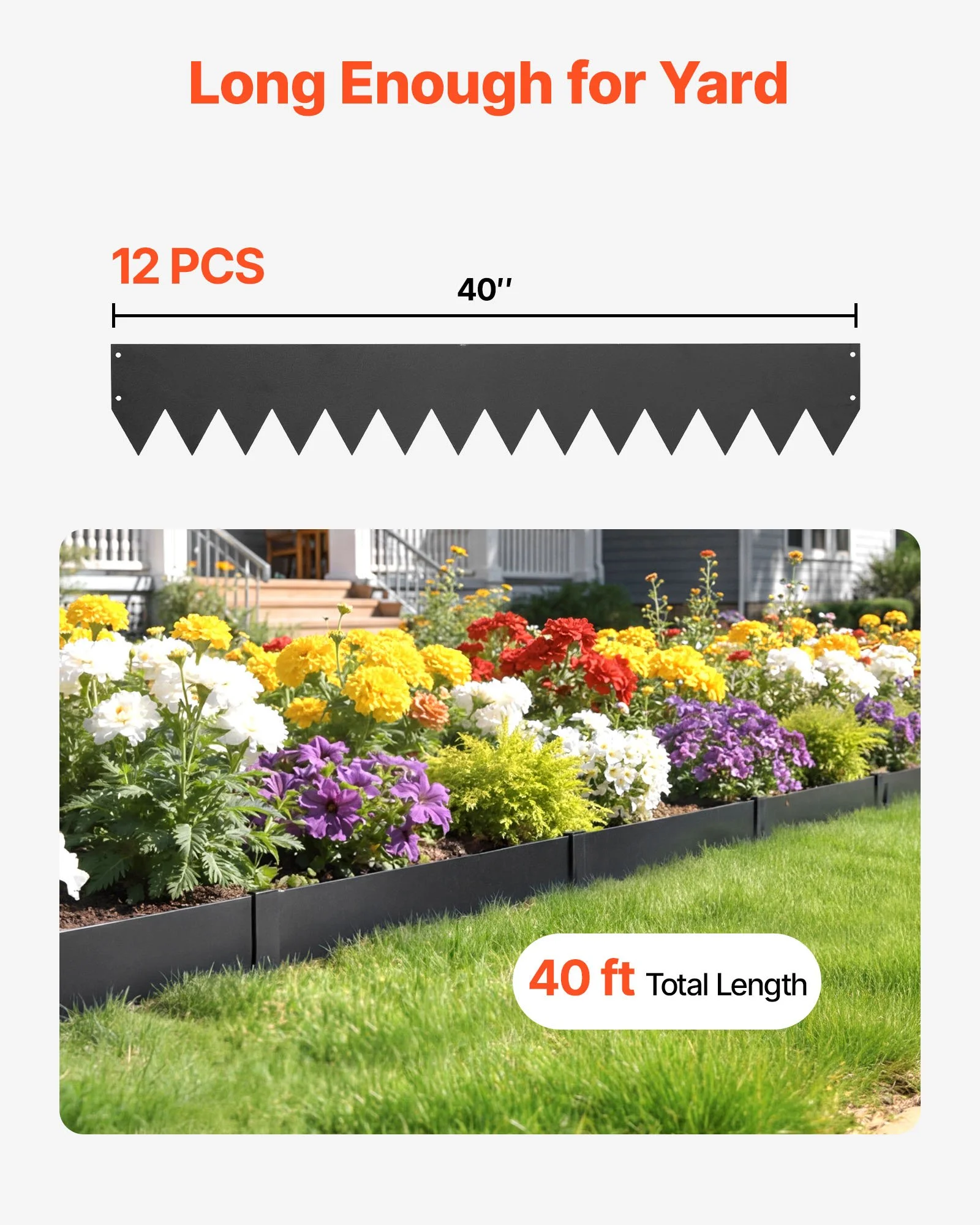 Galvanized Steel Landscape Edging, 12-Pack 40 x 6 Inch Metal Edging for Landscaping with 14 Mounting Clips, Heavy Duty Metal Garden Edge Border for Flower Bed, Yard Pathway, Black - Image 4