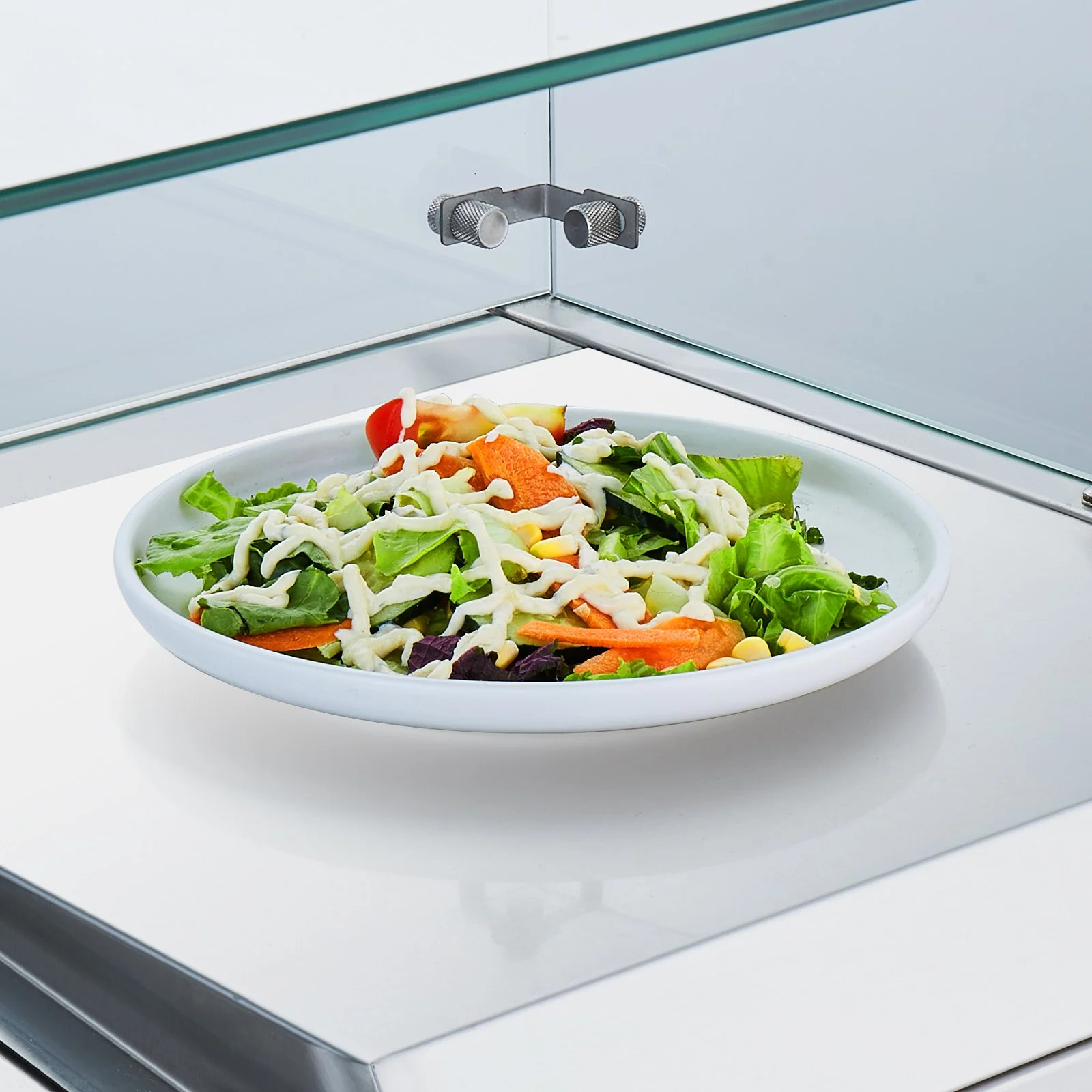Refrigerated Condiment Prep Station, 135 W Countertop Refrigerated Condiment Station, with 2 1/3 Pans & 4 1/6 Pans, 304 Stainless Body and PC Lid, Sandwich Prep Table with Glass Guard, ETL - Image 11