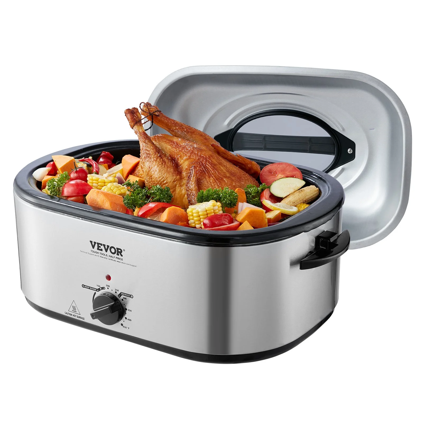 Electric Roaster Oven, 26 QT Turkey Roaster Oven with Self-Basting Lid, 1450W Roaster Oven with Defrost & Warm Function, Adjustable Temperature, Removable Pan & Rack, Fits Turkeys Up to 30LBS