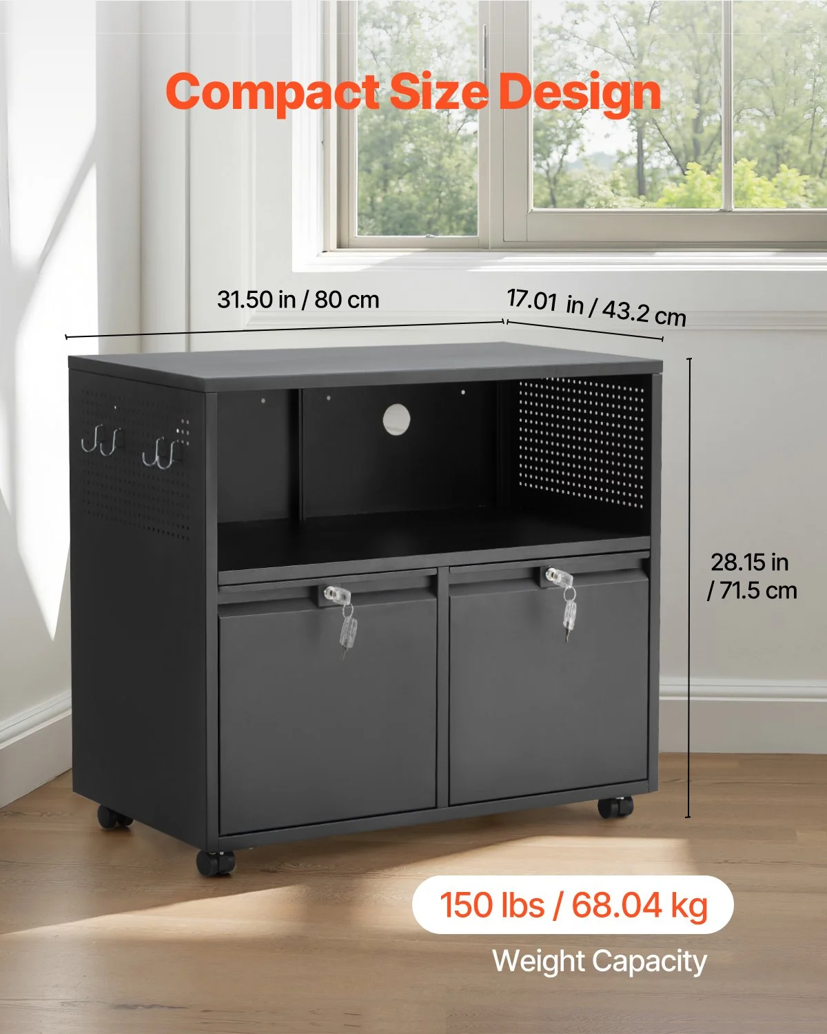 2 Drawers Metal File Cabinet, Lateral Filing Cabinet with Lock and Adjustable Hanging Rods, Wide Filing Storage Cabinets for Home and Office Fit Letter, A4, Legal Size File, Easy Assembly, Black - Image 8