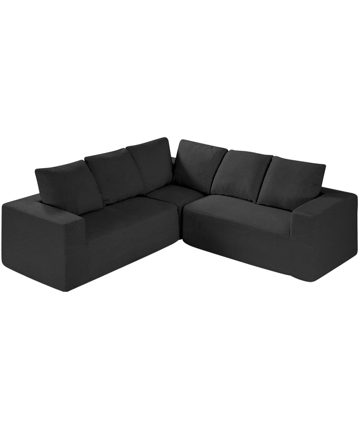 Modular Sectional Sofa, L Shaped Modular Sofa Deep Seat, Cloud Sectional Couch with High Rebound Sponge and Density, Upholstered Corduroy Couch with Cushion for Living Room, Bedroom, Black