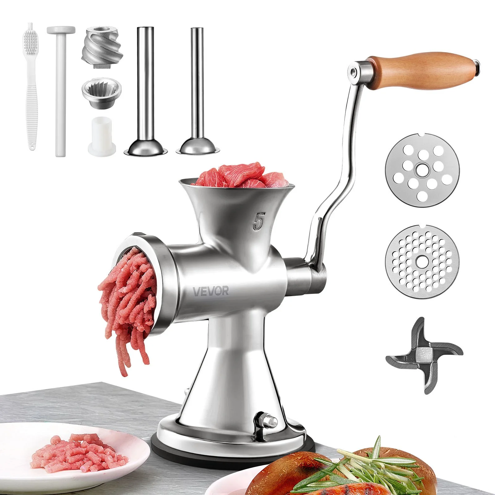 Meat Grinder Manual 304 Stainless Steel Hand Operated Meat Grinder Multifunctional Crank Sausage Maker Coffee Powder Grinder for Household for Beef Chicken Pepper Mushroom Coffee