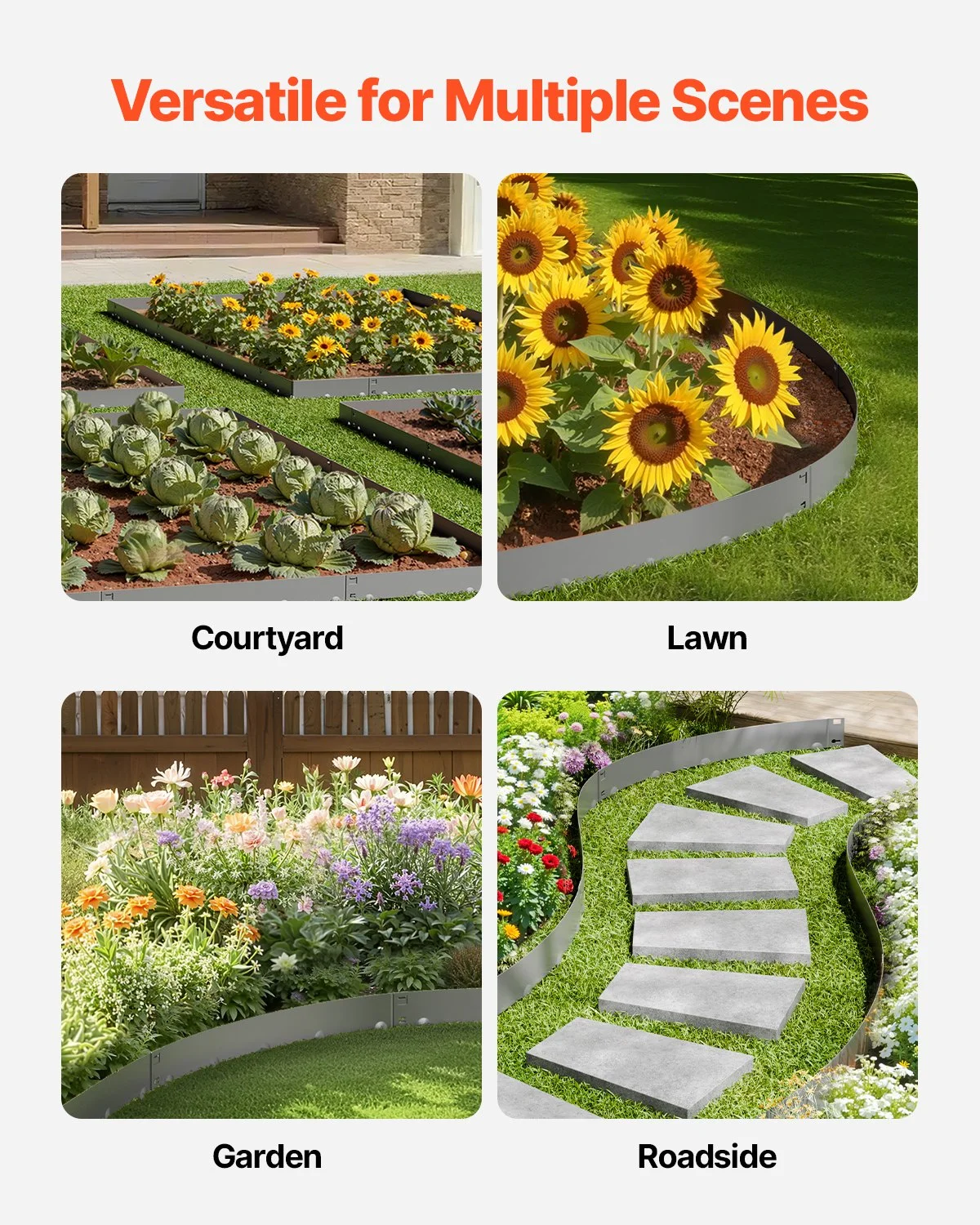 Steel Landscape Edging, 5 Packs 39 x 3 in Rust-Resistant Metal Landscape Edging, Bendable Garden Edging Border, Heavy Duty Lawn Edging, Easy-to-Install, Flower Bed Yard Pathway Divider Dark Gray - Image 9