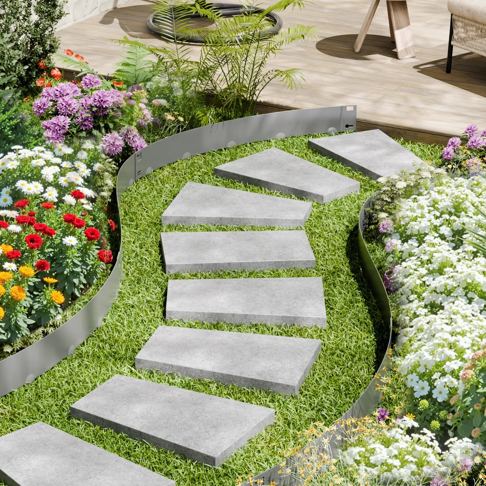 Steel Landscape Edging, 5 Packs 39 x 3 in Rust-Resistant Metal Landscape Edging, Bendable Garden Edging Border, Heavy Duty Lawn Edging, Easy-to-Install, Flower Bed Yard Pathway Divider Dark Gray - Image 11