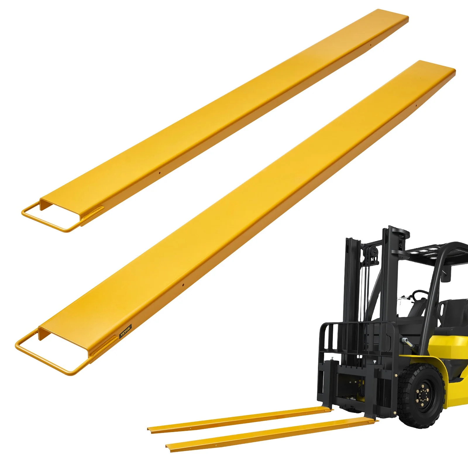 Pallet Fork Extensions, 96" Length 4.5" Width, Heavy Duty Carbon Steel Fork Extensions for Forklifts, 1 Pair Forklift Extensions, Industrial Forklift Fork Attachments for Forklift Truck, Yellow