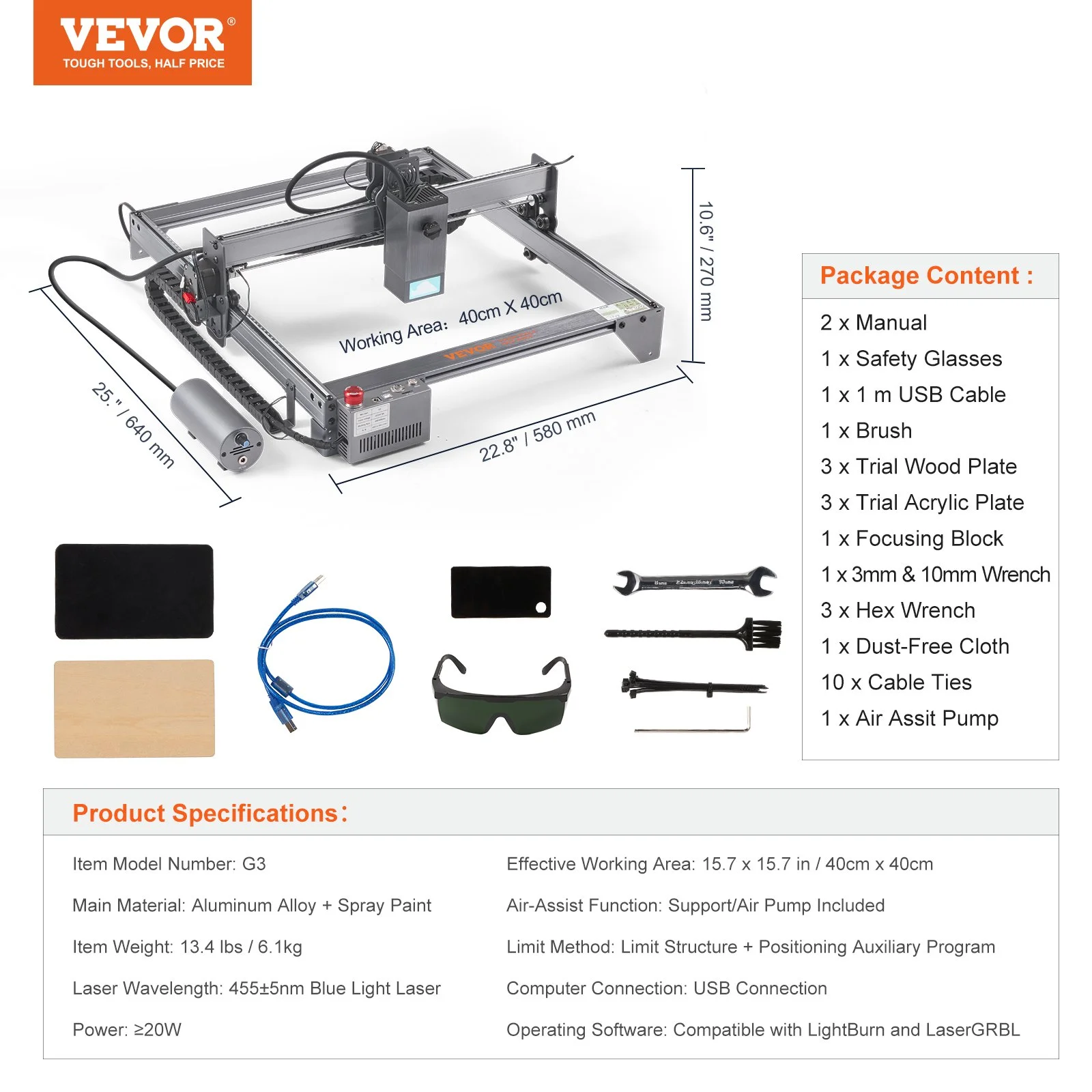 Laser Engraver, 20W Output Laser Engraving Machine, 15.7" x 15.7" Large Working Area, 10000mm/min Movement Speed, Compressed Spot with Eye Protection, Laser Cutter for Wood, Certain Metal - Image 11