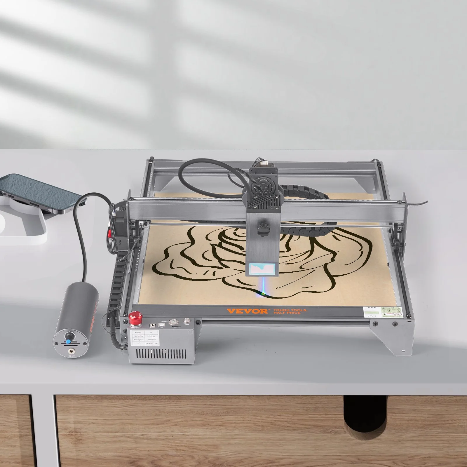 Laser Engraver, 20W Output Laser Engraving Machine, 15.7" x 15.7" Large Working Area, 10000mm/min Movement Speed, Compressed Spot with Eye Protection, Laser Cutter for Wood, Certain Metal - Image 12