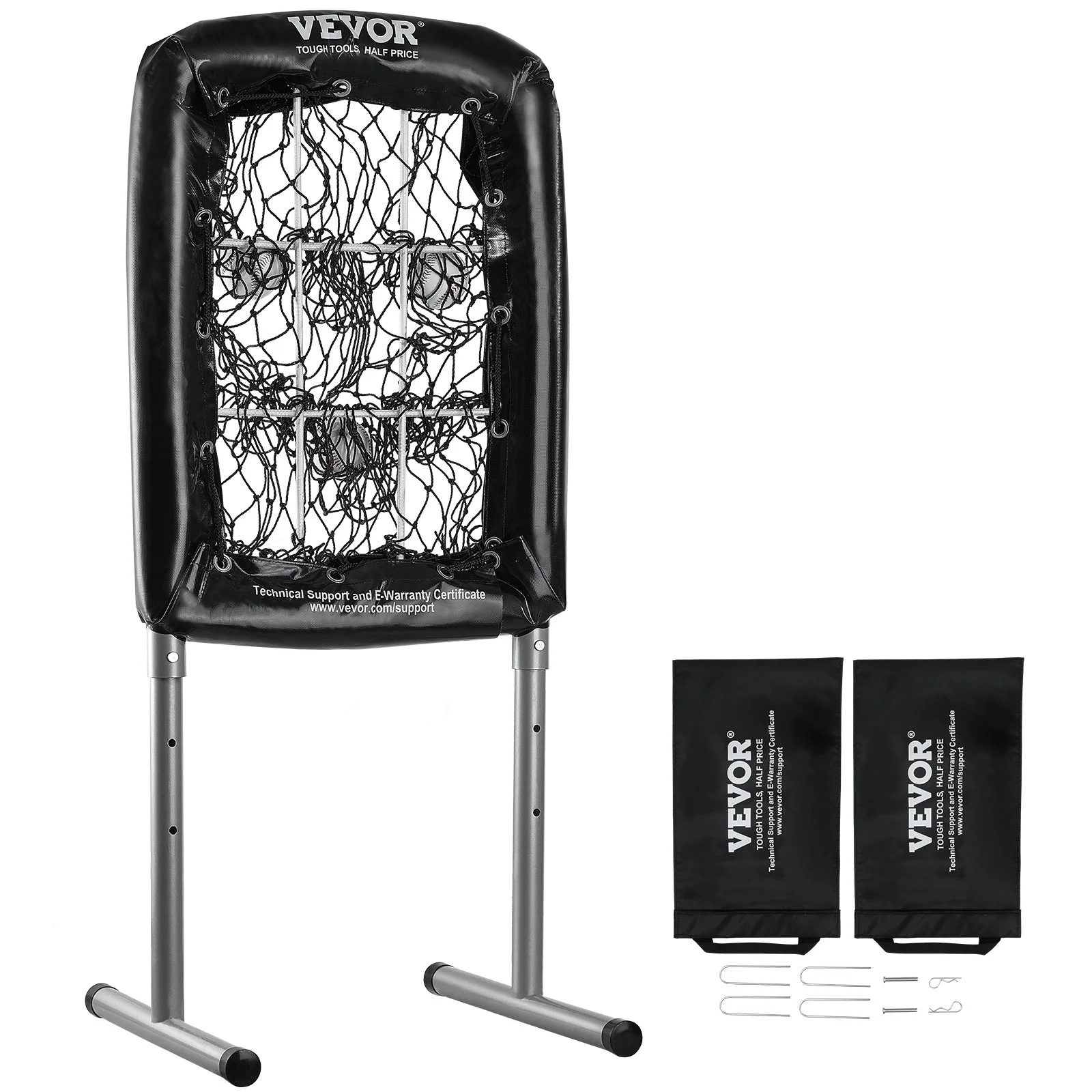 9 Hole Baseball Net, 21"x29" Softball Baseball Training Equipment for Hitting Pitching Practice, Heavy Duty Height Adjustable Trainer Aid with Strike Zone & 4 Ground Stakes, for Youth Adults