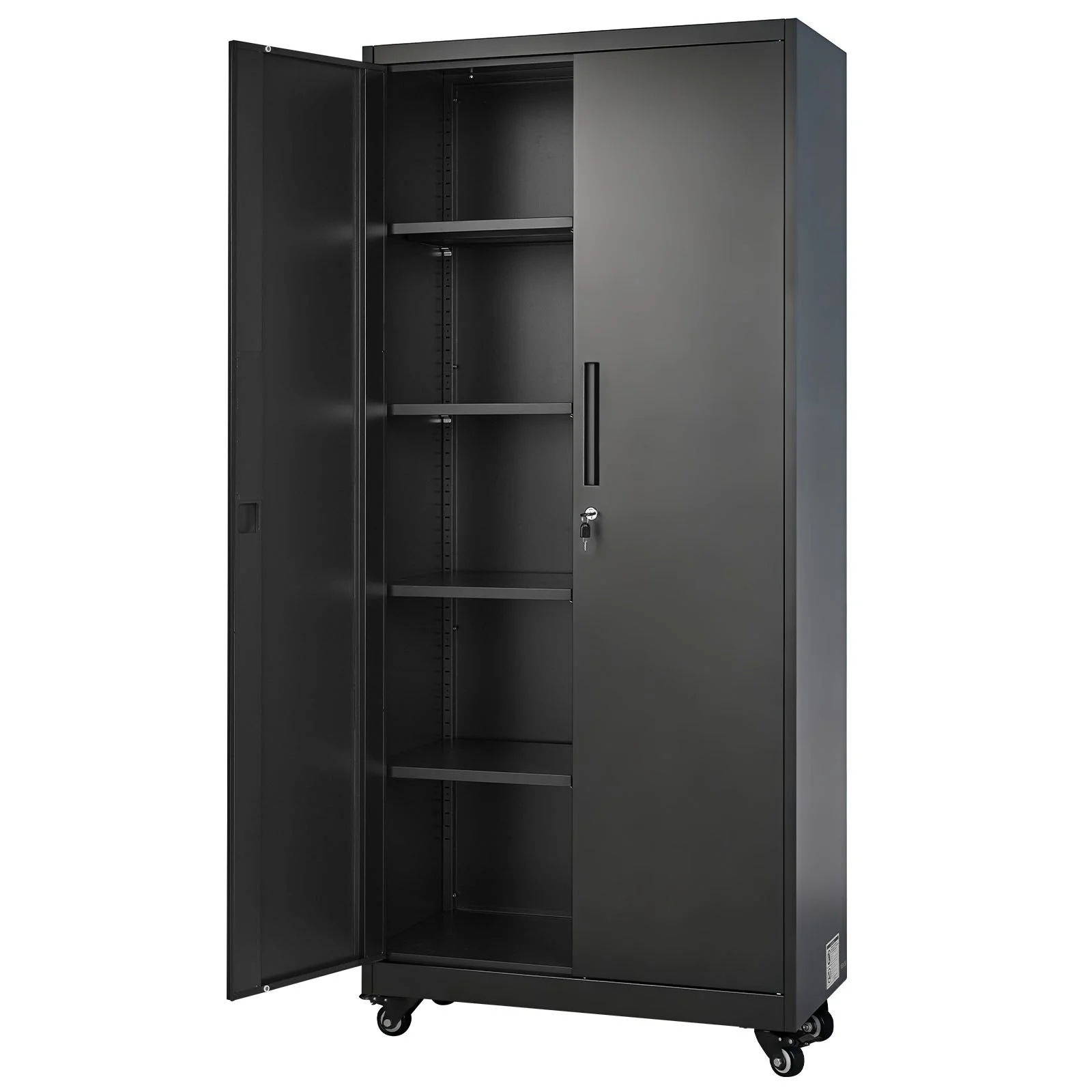 Metal Storage Cabinet, 70.6 in Rolling Steel Garage Cabinet with Adjustable Shelves, 2 Magnetic Doors, Hanging Rod & 3 Rod Hooks, 5 Tiers Lockable Tool Storage for Pantry, Warehouse, Basement - Image 12