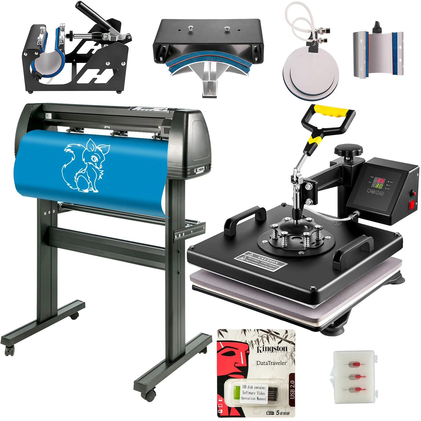 6 In 1 Mug Hat Heat Press & 28 Inch Vinyl Cutter Machine w/ Floor Stand