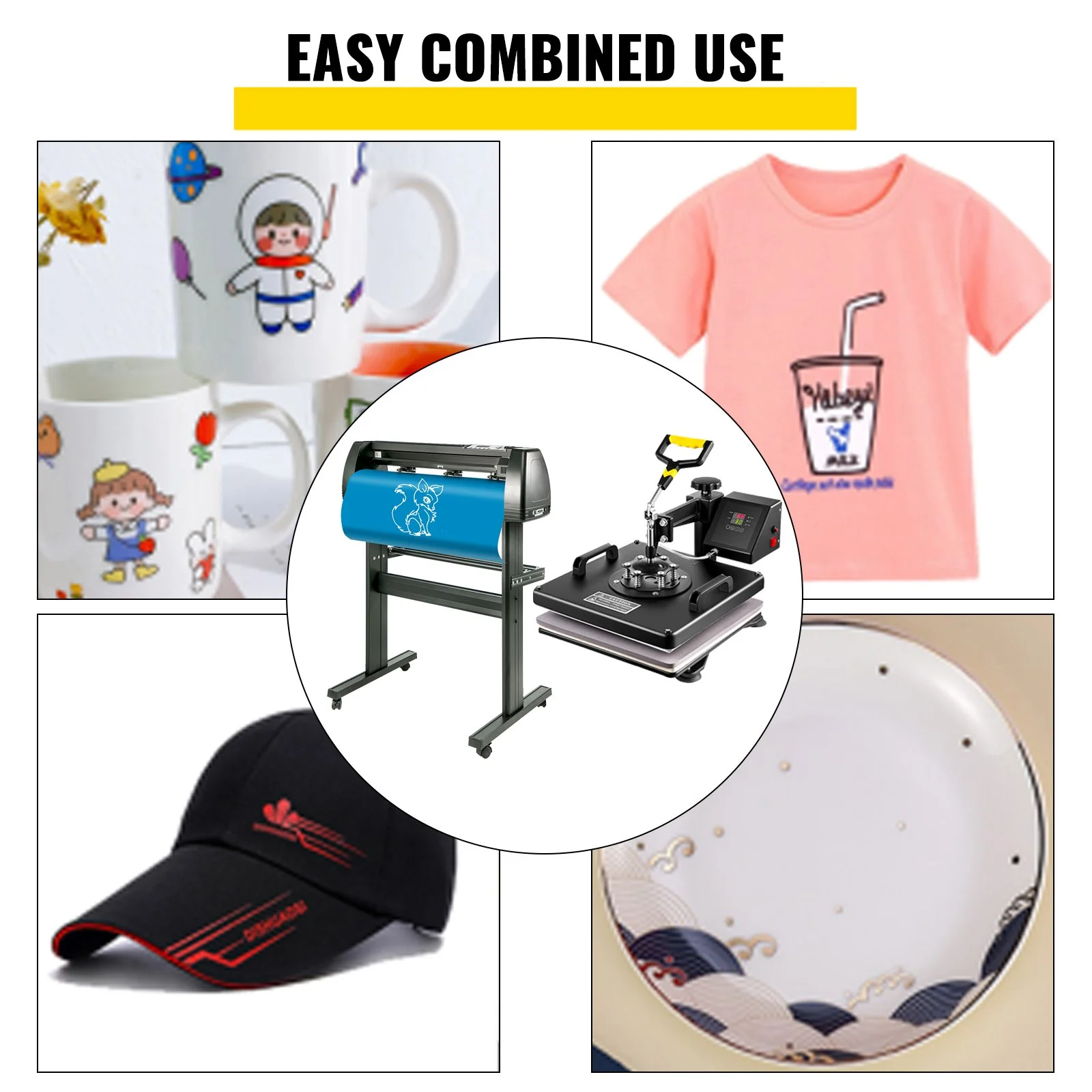 6 In 1 Mug Hat Heat Press & 28 Inch Vinyl Cutter Machine w/ Floor Stand - Image 7