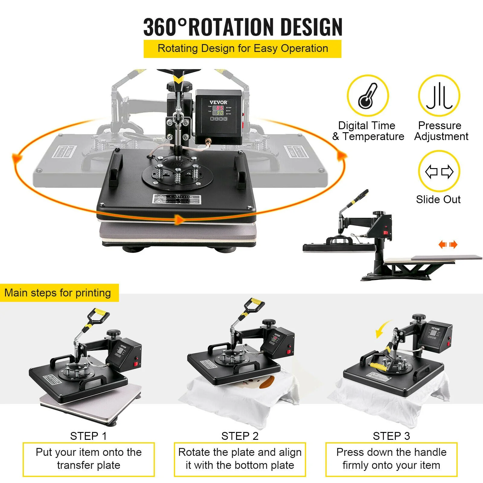 6 In 1 Mug Hat Heat Press & 28 Inch Vinyl Cutter Machine w/ Floor Stand - Image 4