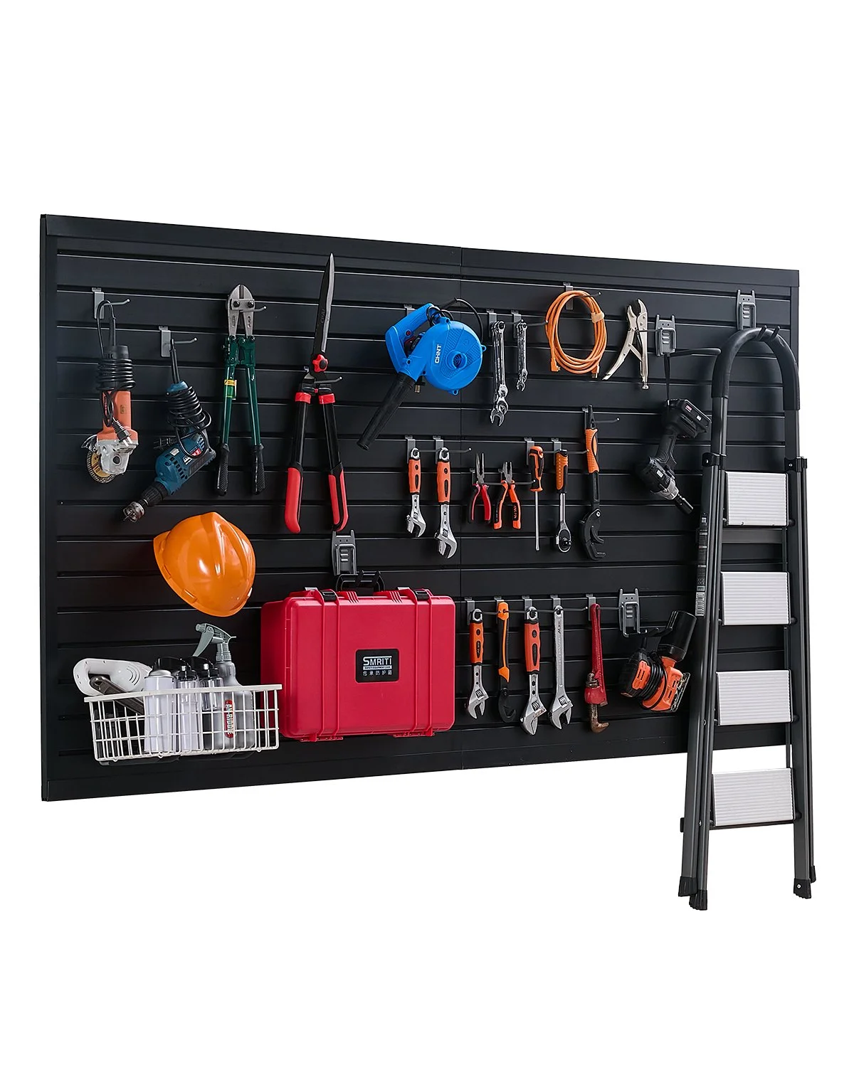 Slat Wall Paneling, 8 x 4 ft, PVC Garage Slatwall with Modular Design, Black Slat Wall Easy-to-Install Adjustable Slatwall Panel with Coupling Structure & DIY Cutting, Fits for Storage & Display