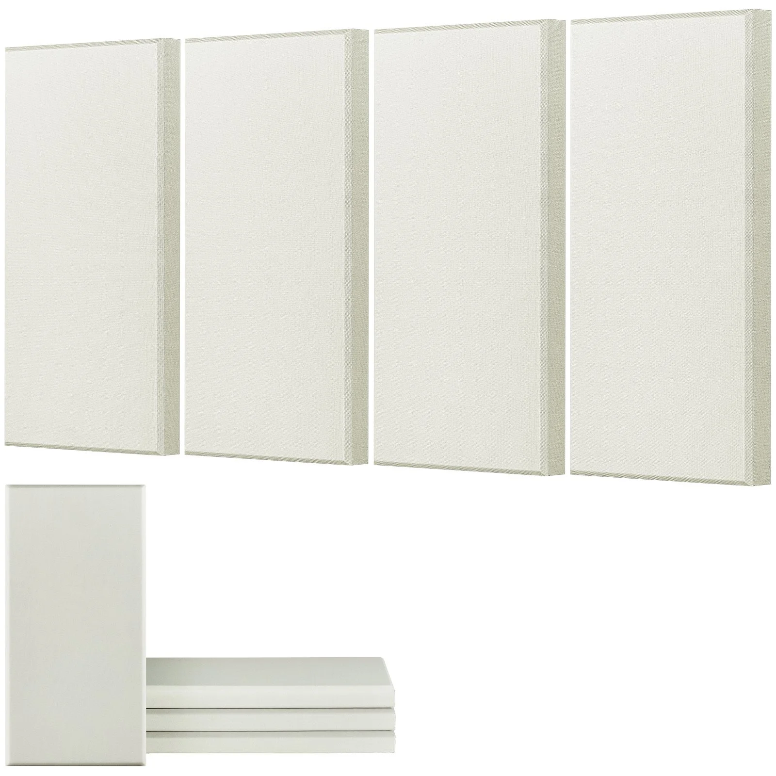 4 PCS Acoustic Panels, 2 inch Thick 23.6 x 11.8 inch Fiberglass Sound Absorbing Panels, Self-adhesive Soundproof Wall Boards, for Studios, Office, Home Theater,Meeting Room, Beige