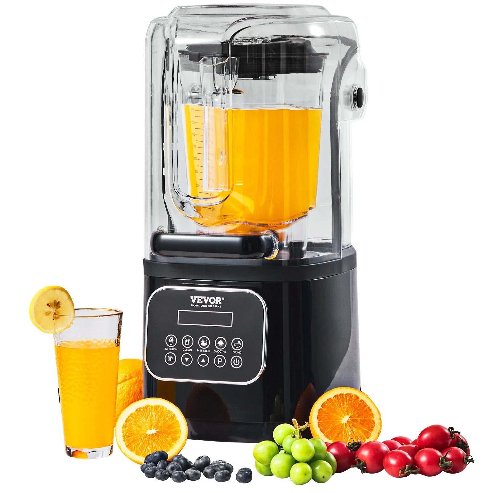 Professional Blender with Shield, Commercial Countertop Blenders, 68 oz Plastic Jar Blender Combo, Stainless Steel 9 Speed & 5 Functions Blender, for Shakes, Smoothies, Peree, and Crush Ice